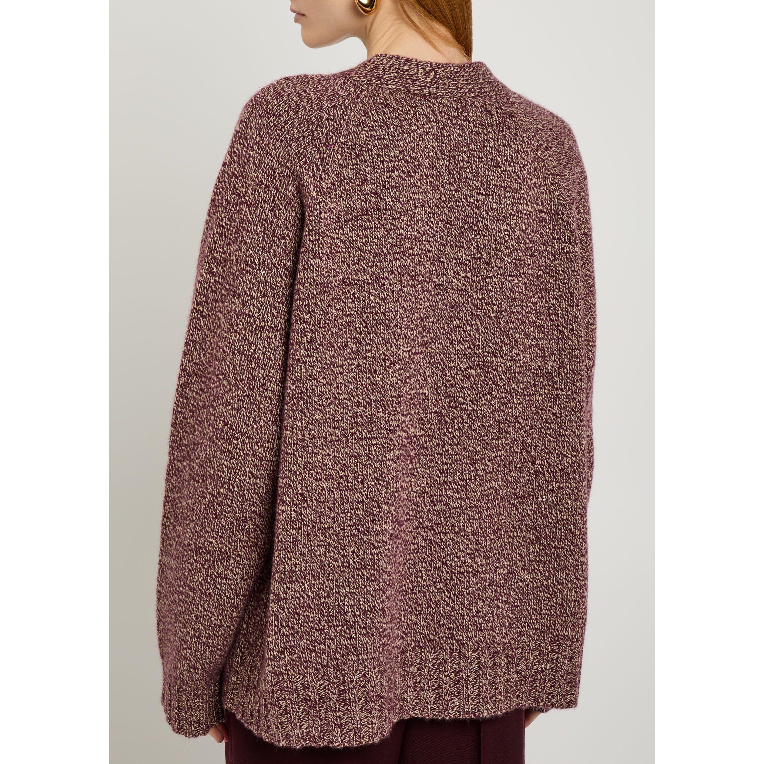 BURGUNDY - The Elder Statesman - KW OAK MARL CARDIGAN - 3