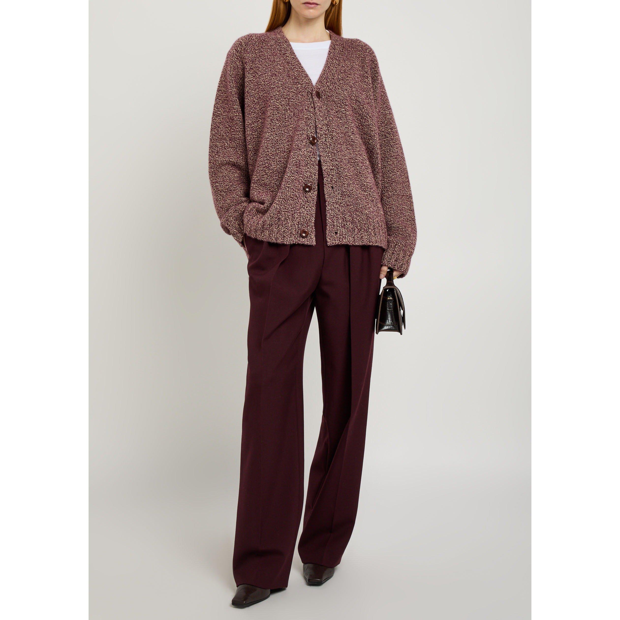 BURGUNDY - The Elder Statesman - KW OAK MARL CARDIGAN - 5