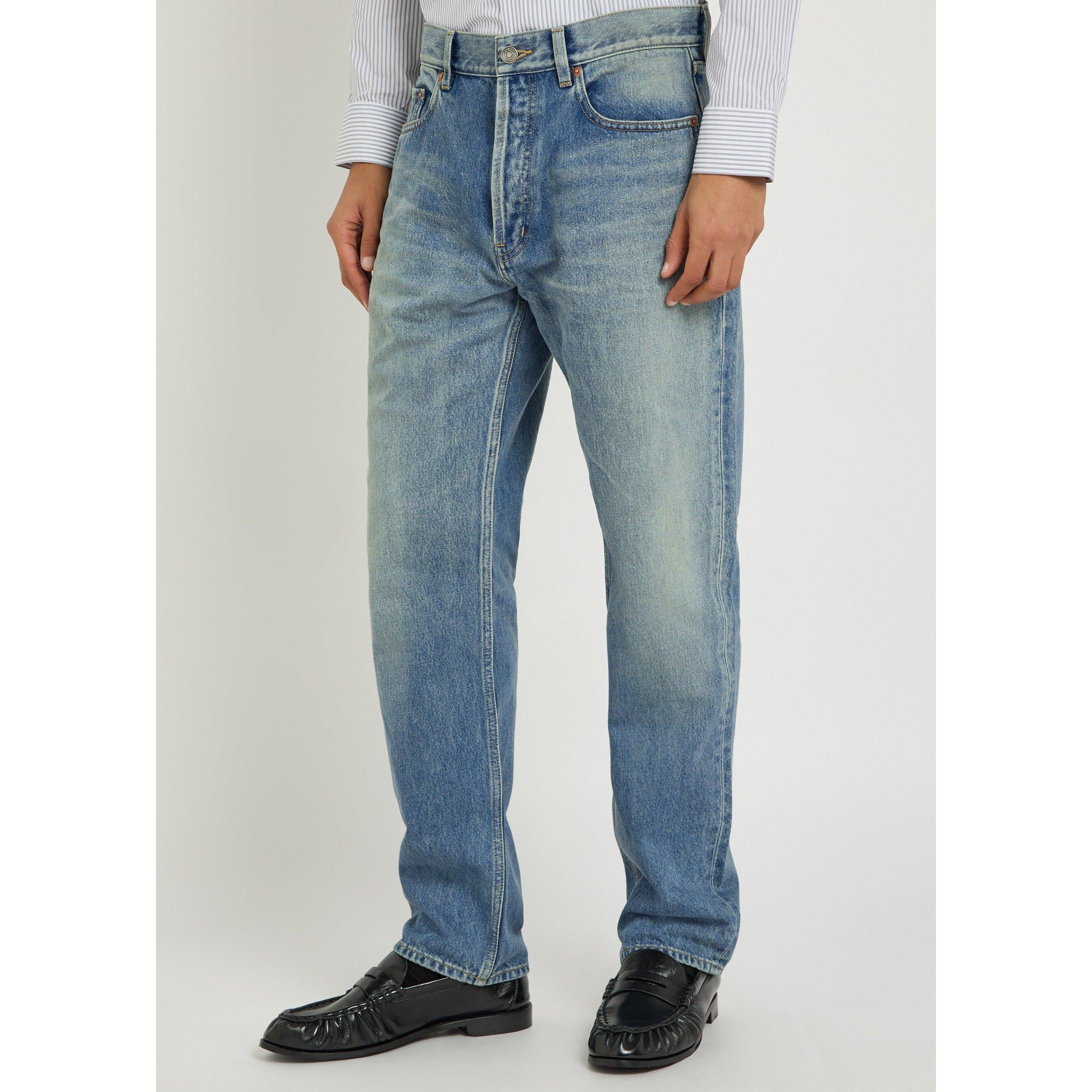 INDIGO - Saint Laurent - Men's Mick Cotton Mid-Rise Tapered Jeans - 2
