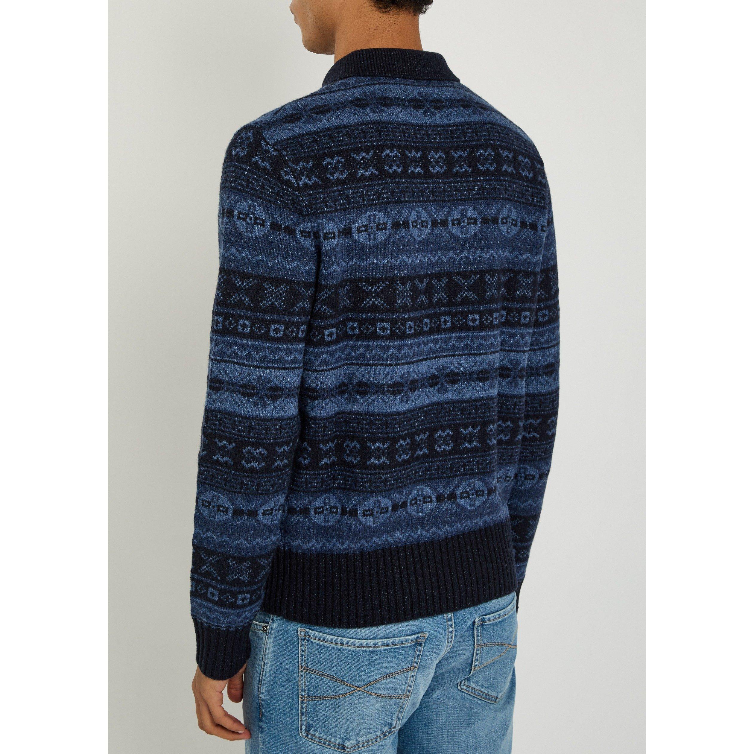 BLUE AND OTHER - Polo Ralph Lauren - Men's Jacquard Wool Regular Fit Long Sleeve Polo Shirt - 3