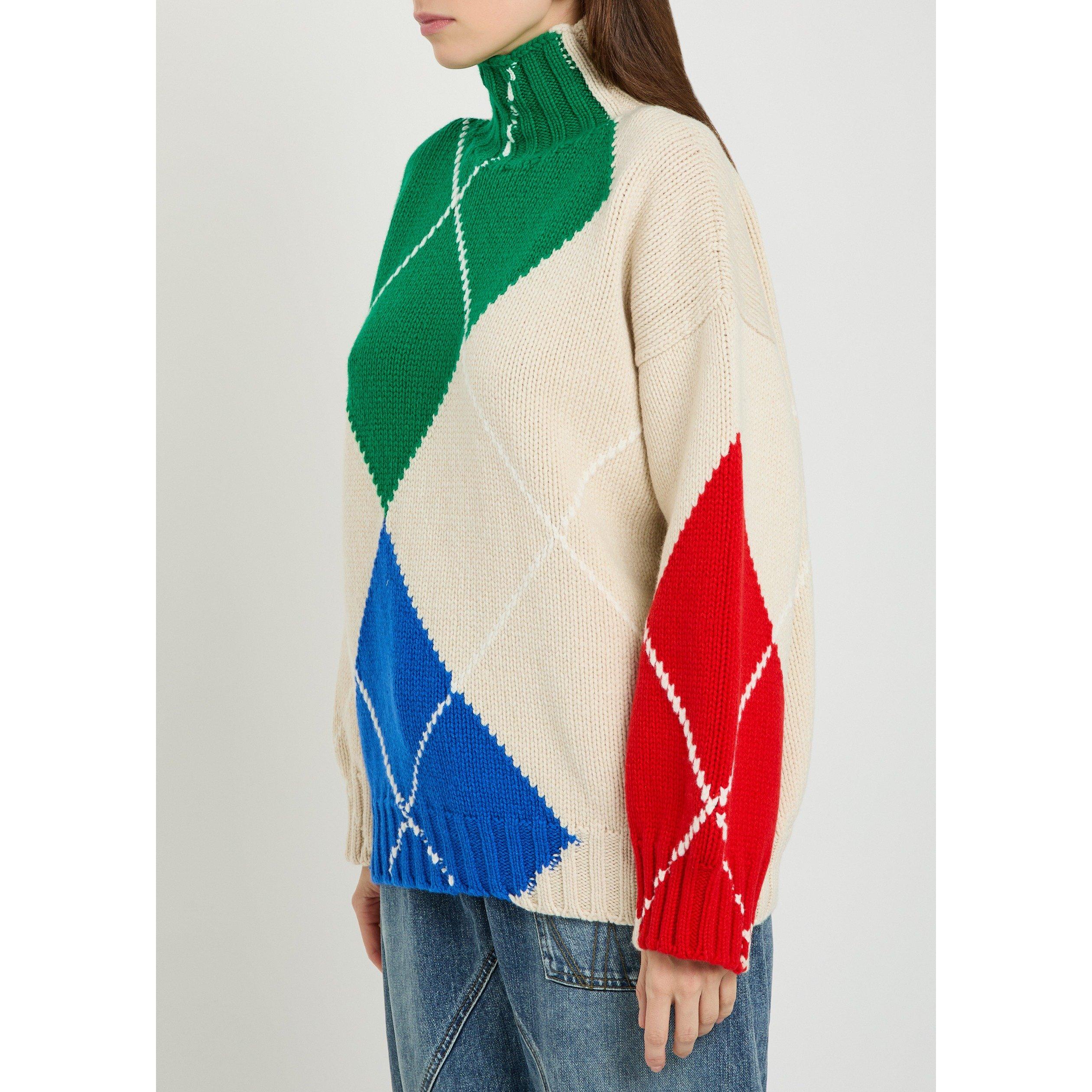 MULTICOLOURED 1 - JW Anderson - Women's Pringle Argyle Wool Turtle-Neck Jumper - 2