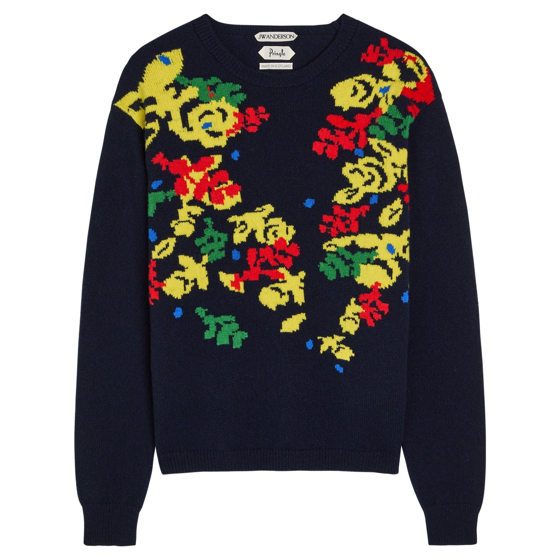 NAVY AND OTHER - JW Anderson - Women's Pringle Floral Wool Crew-Neck Jumper - 1