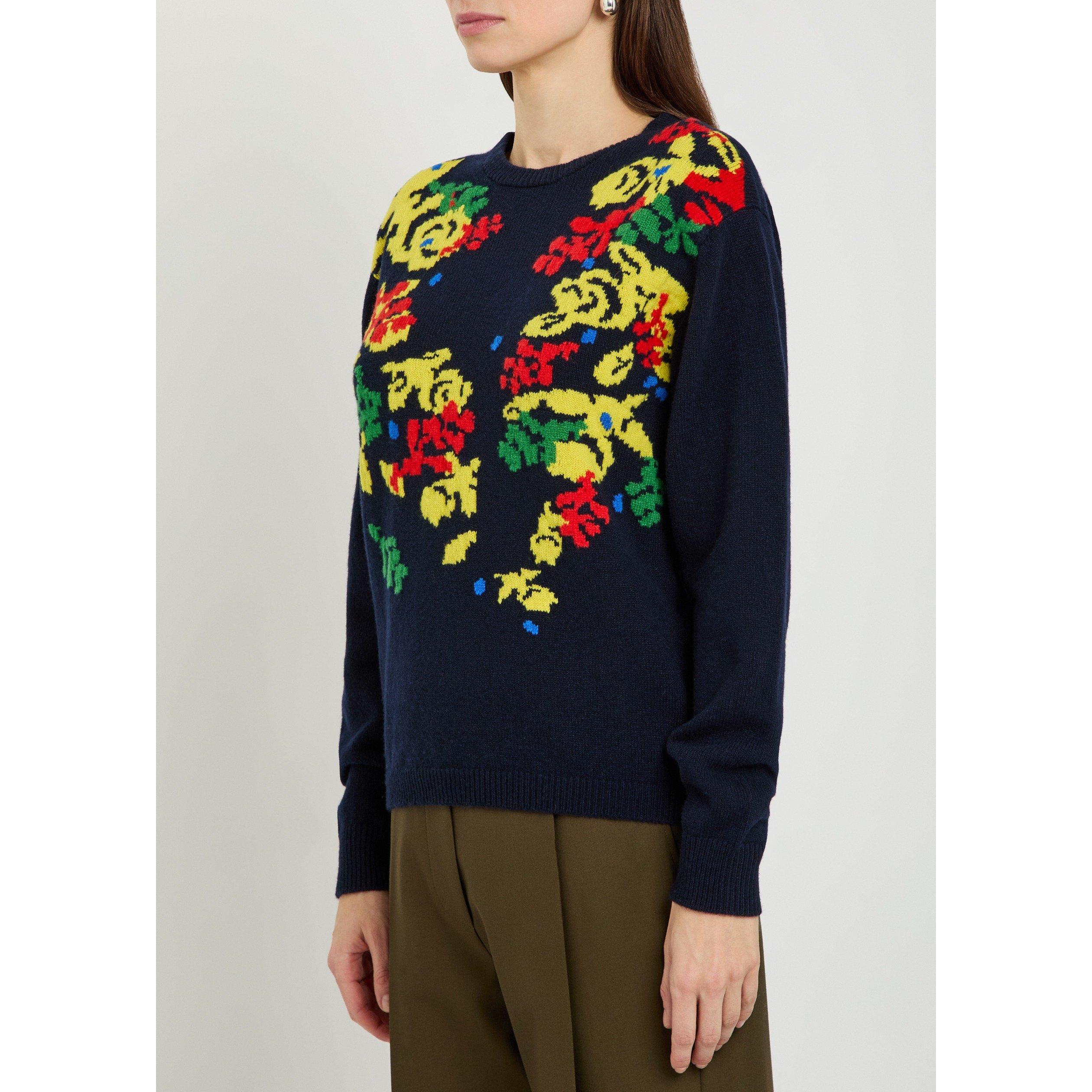 NAVY AND OTHER - JW Anderson - Women's Pringle Floral Wool Crew-Neck Jumper - 2