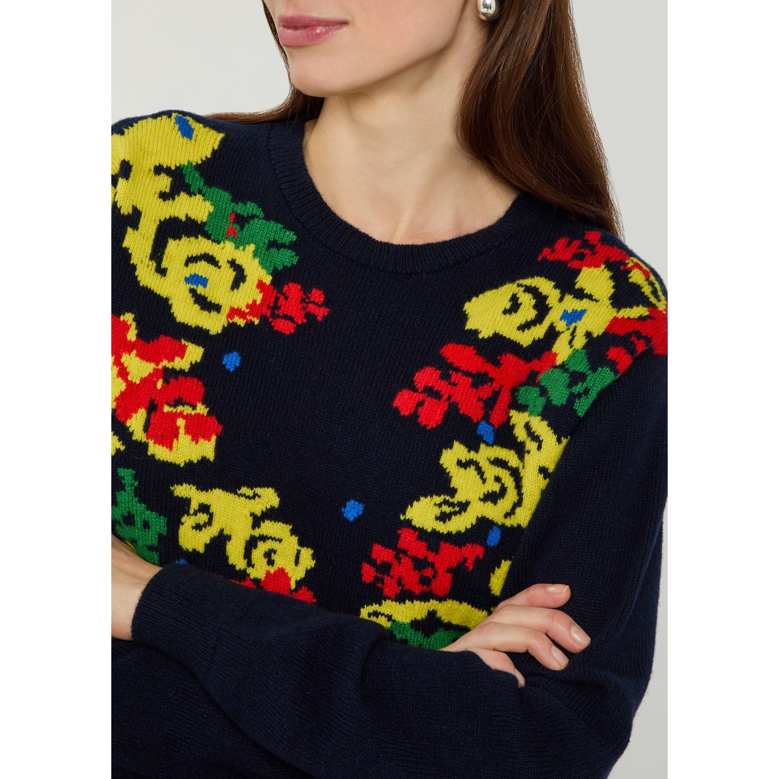 NAVY AND OTHER - JW Anderson - Women's Pringle Floral Wool Crew-Neck Jumper - 4