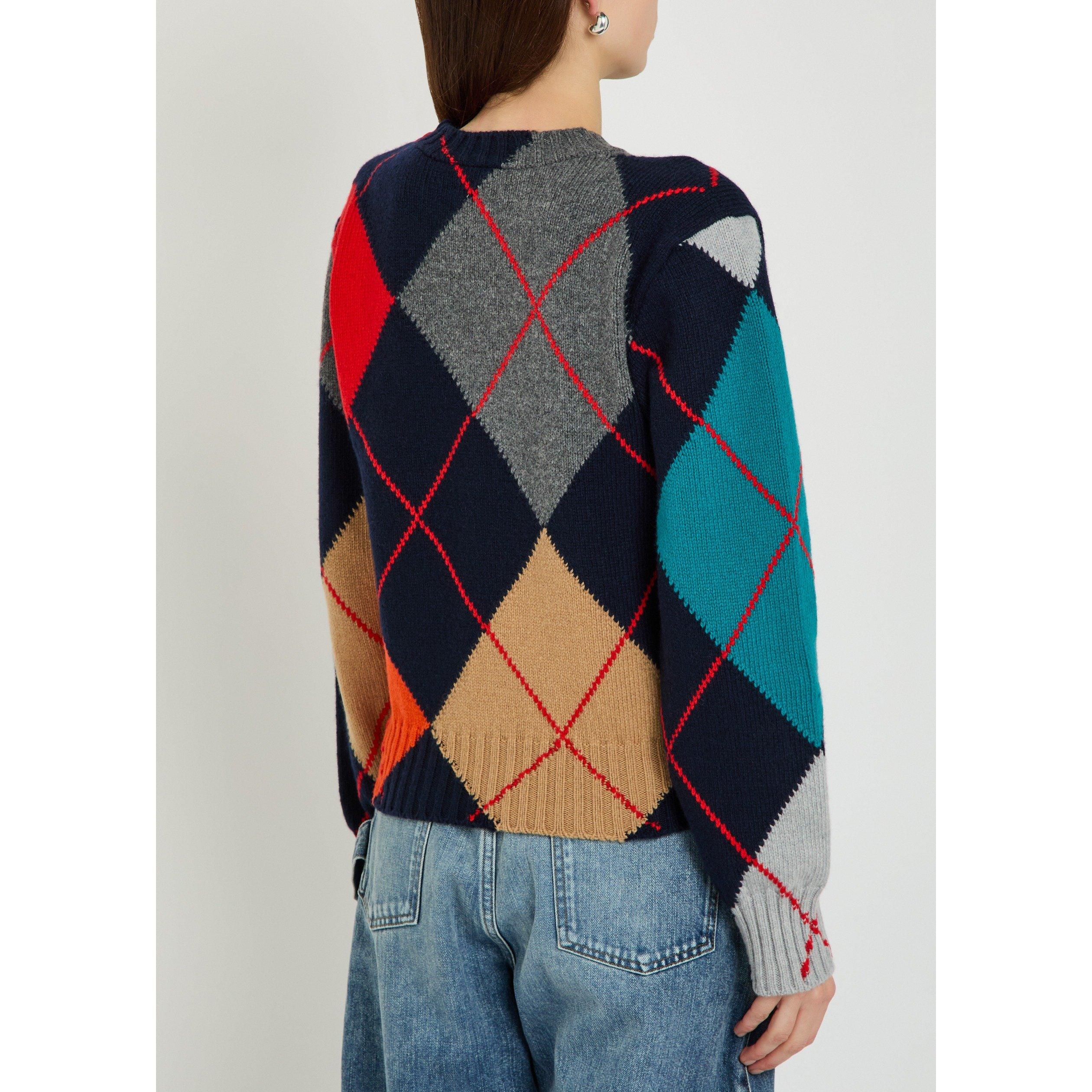 MULTICOLOURED 1 - JW Anderson - Women's Pringle Check Wool Crew-Neck Jumper - 3