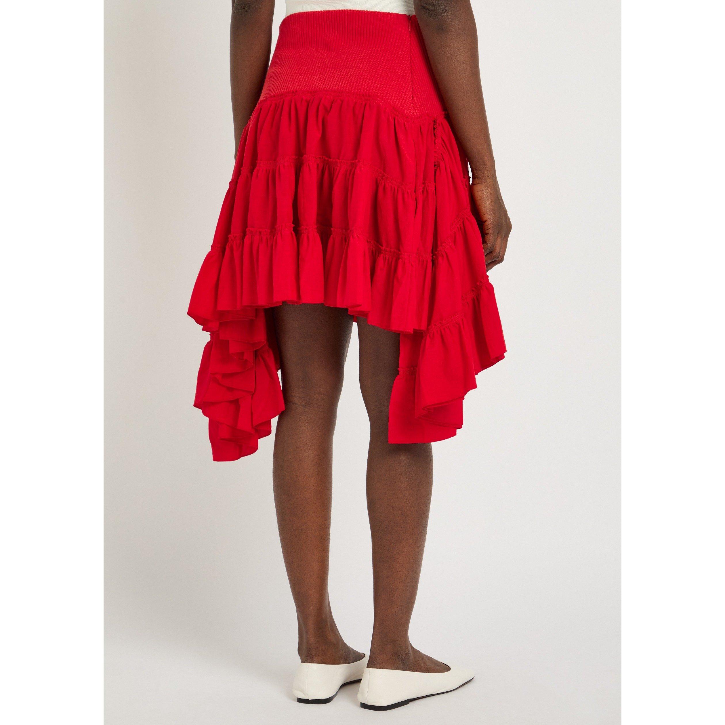 RED - JW Anderson - Women's Ruffle Silk Mini Skirt - 3