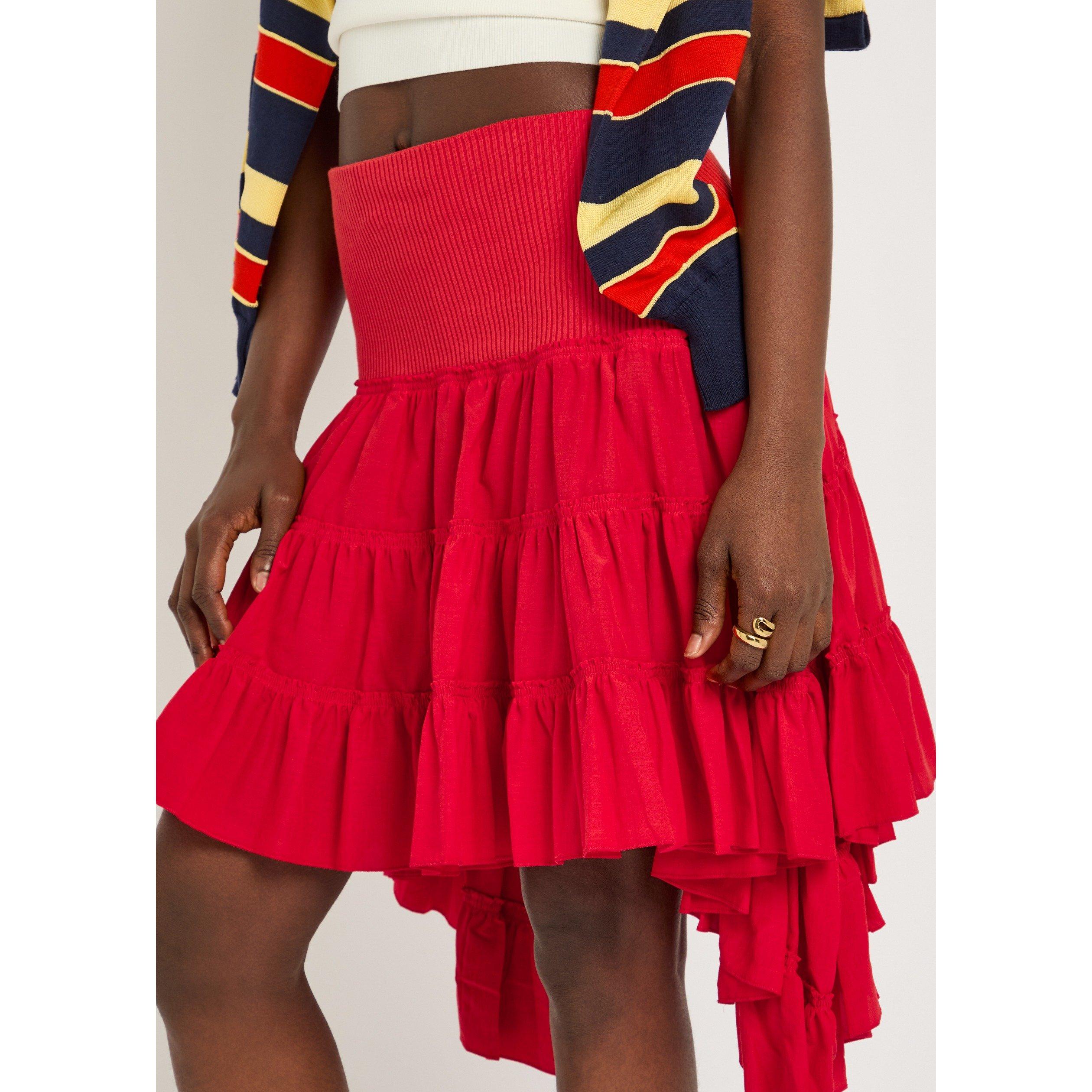 RED - JW Anderson - Women's Ruffle Silk Mini Skirt - 4