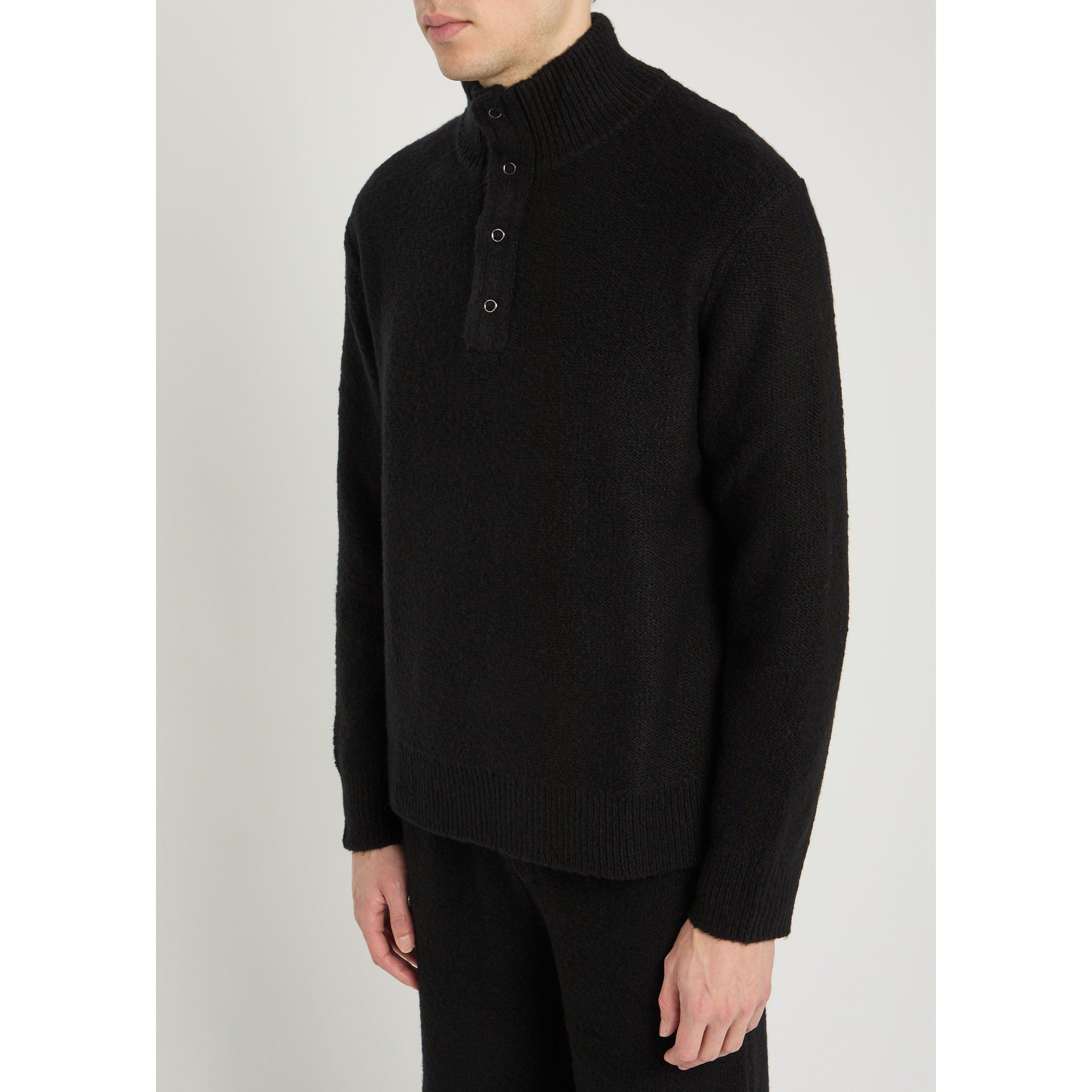 BLACK - Paige - Men's Kotoni Wool Funnel-Neck Jumper - 2