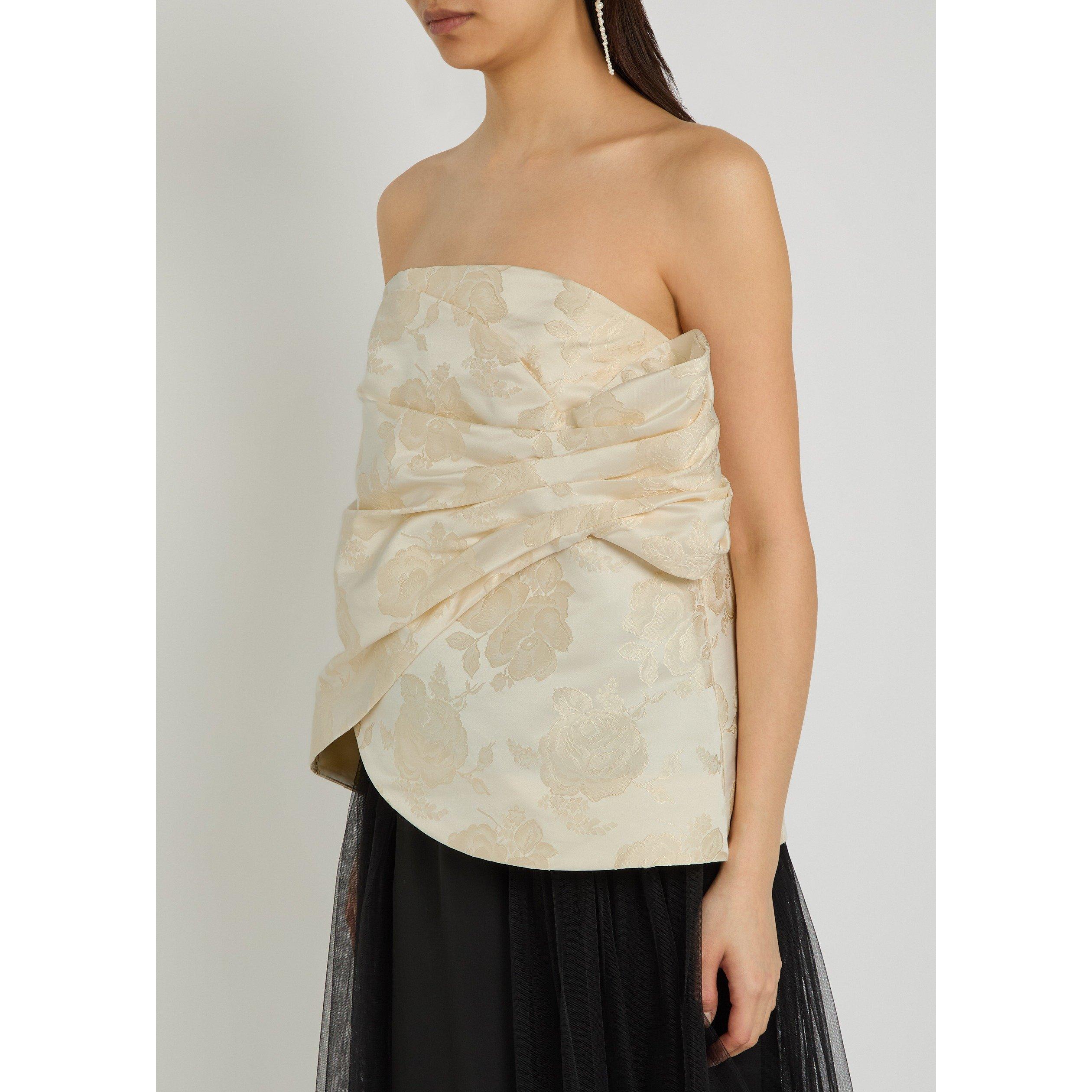 CREAM - Simone Rocha - Women's Gathered Flower Sash Slim-Fit Bandeau Top - 2