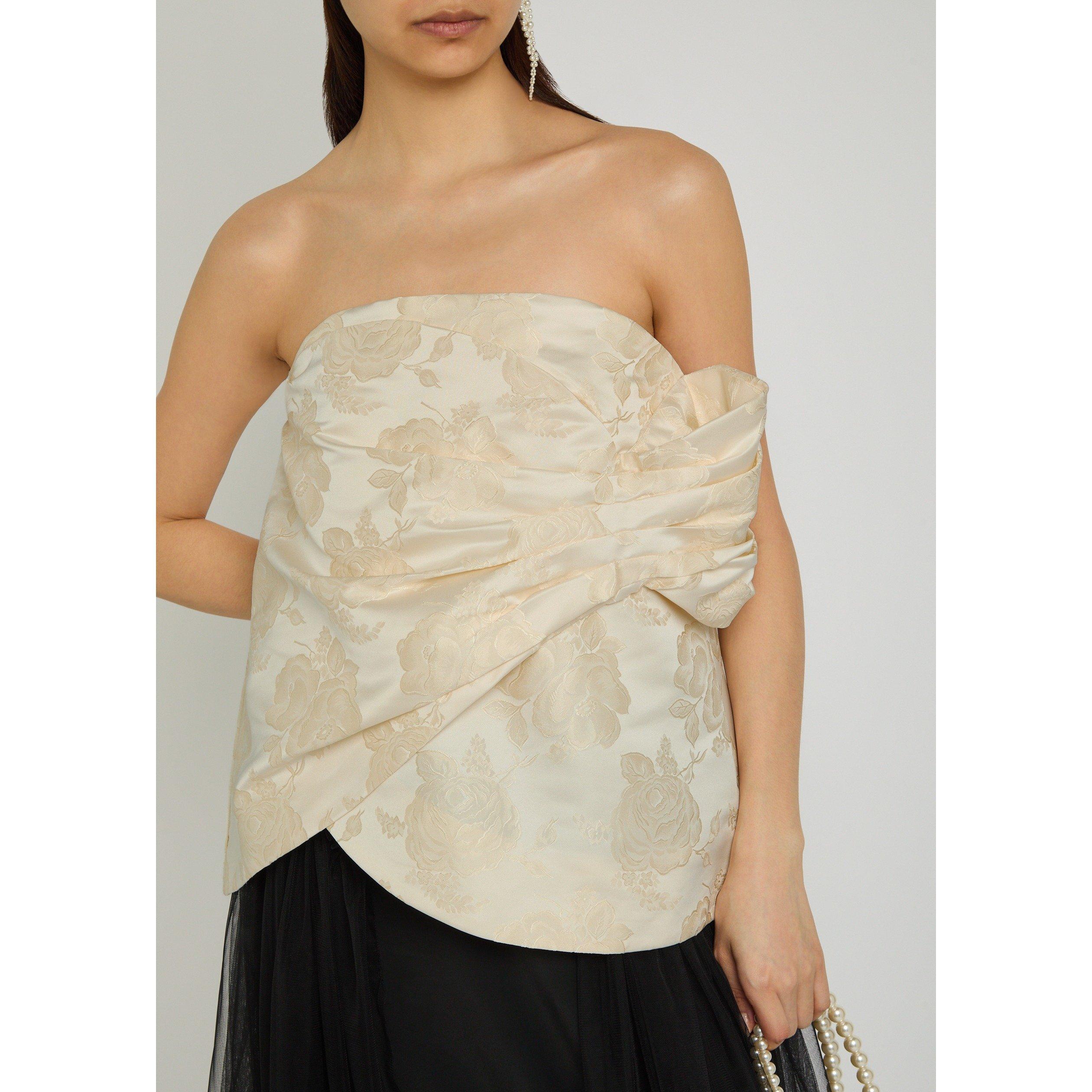 CREAM - Simone Rocha - Women's Gathered Flower Sash Slim-Fit Bandeau Top - 4