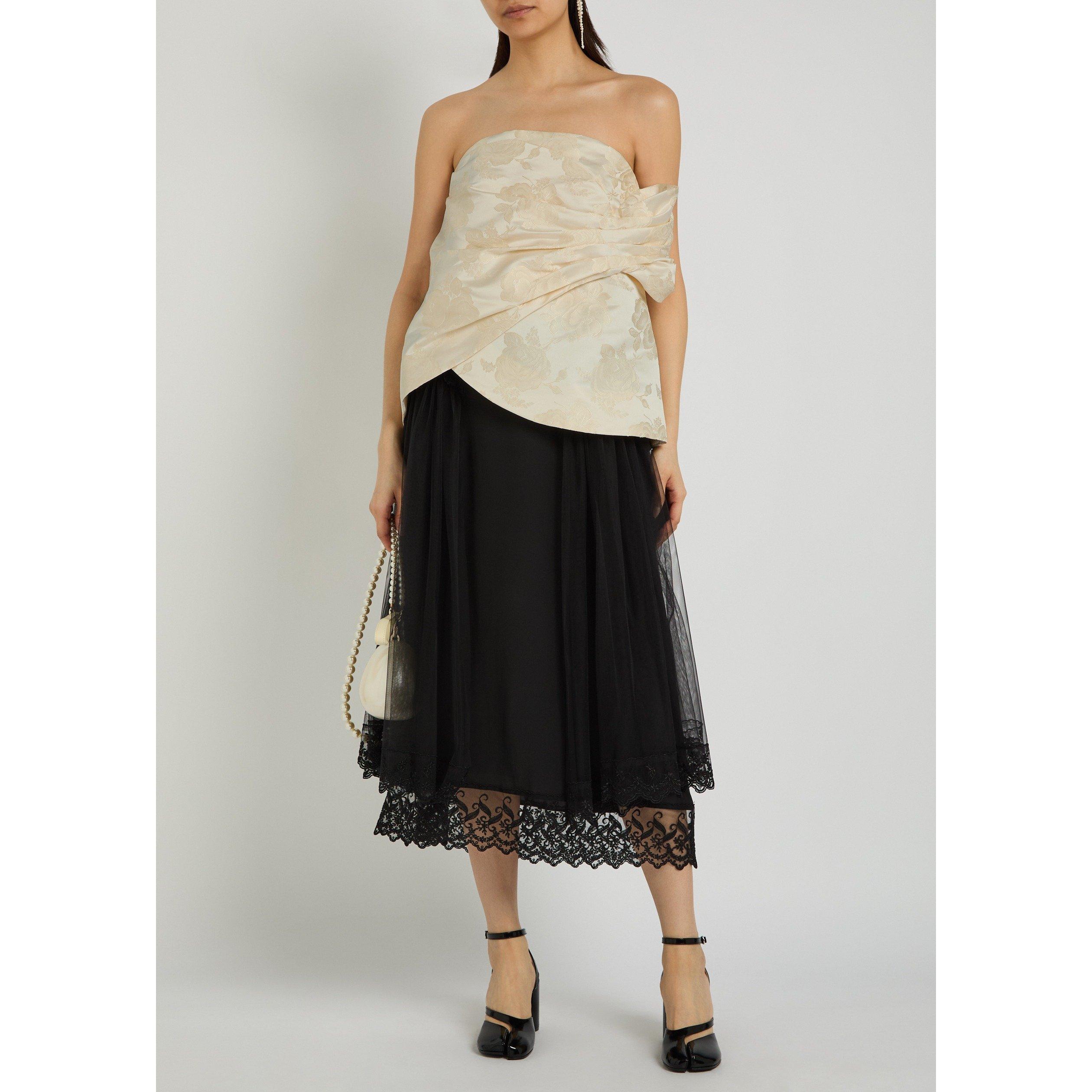 CREAM - Simone Rocha - Women's Gathered Flower Sash Slim-Fit Bandeau Top - 5