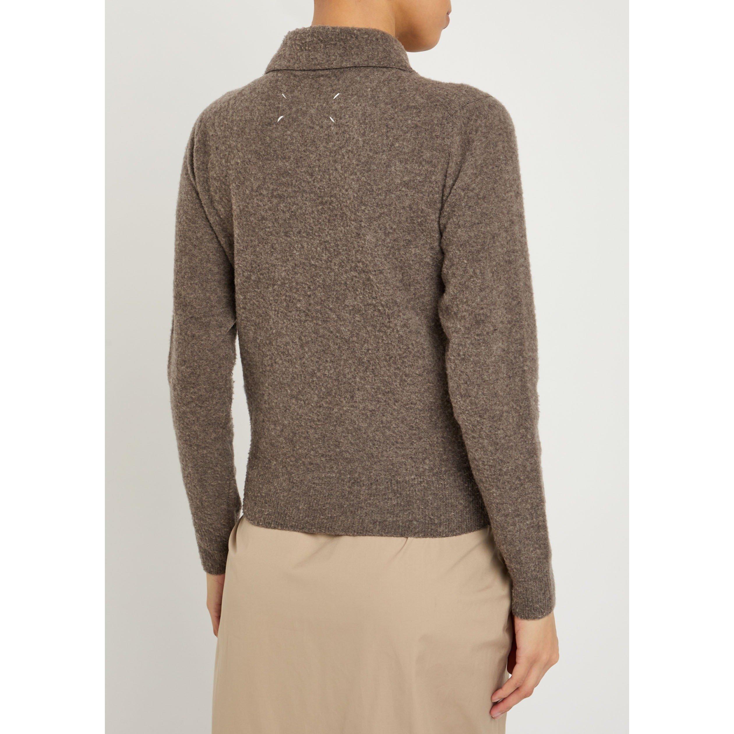LIGHT BROWN - Maison Margiela - Women's Long-Sleeve Wool Polo Shirt - 3
