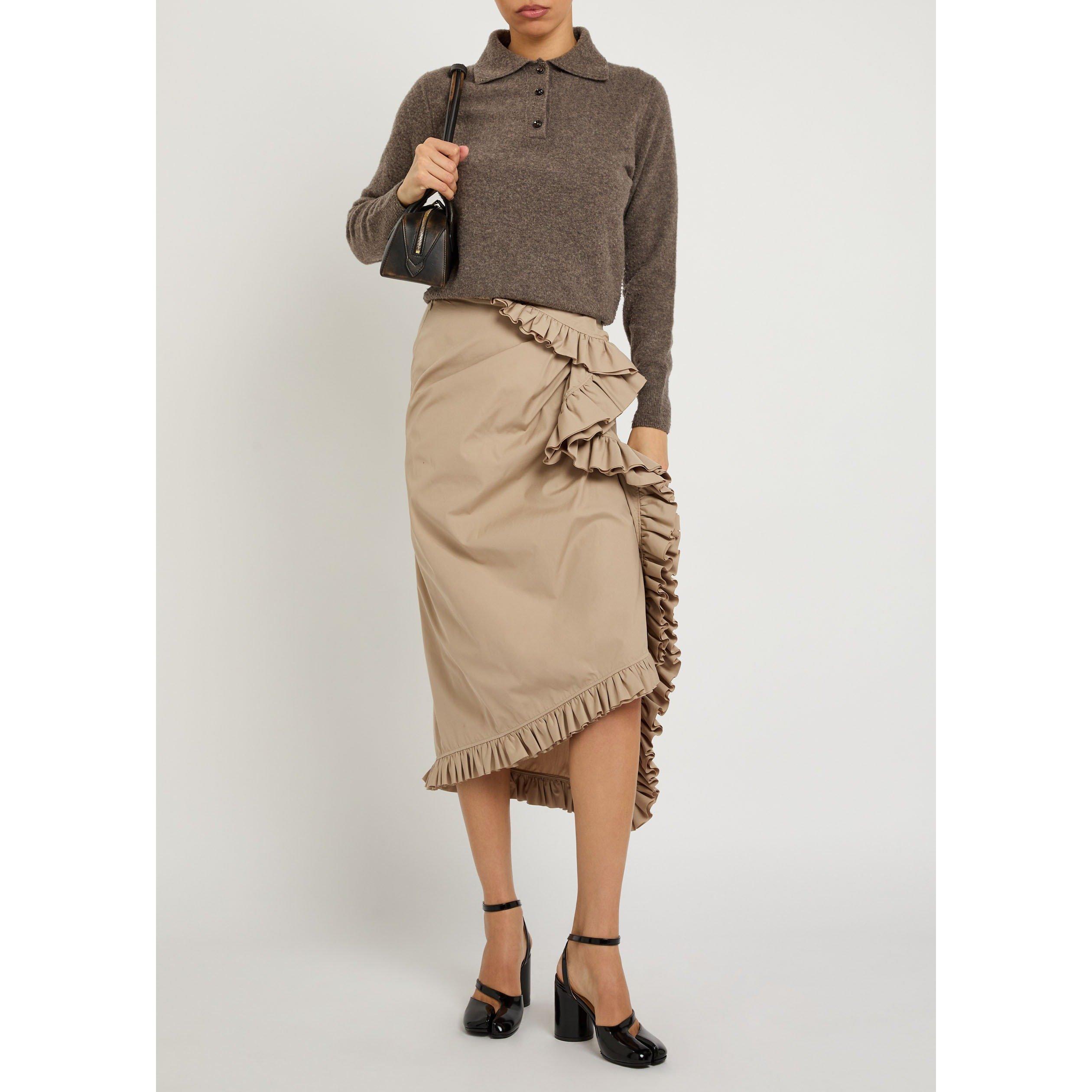 LIGHT BROWN - Maison Margiela - Women's Long-Sleeve Wool Polo Shirt - 5