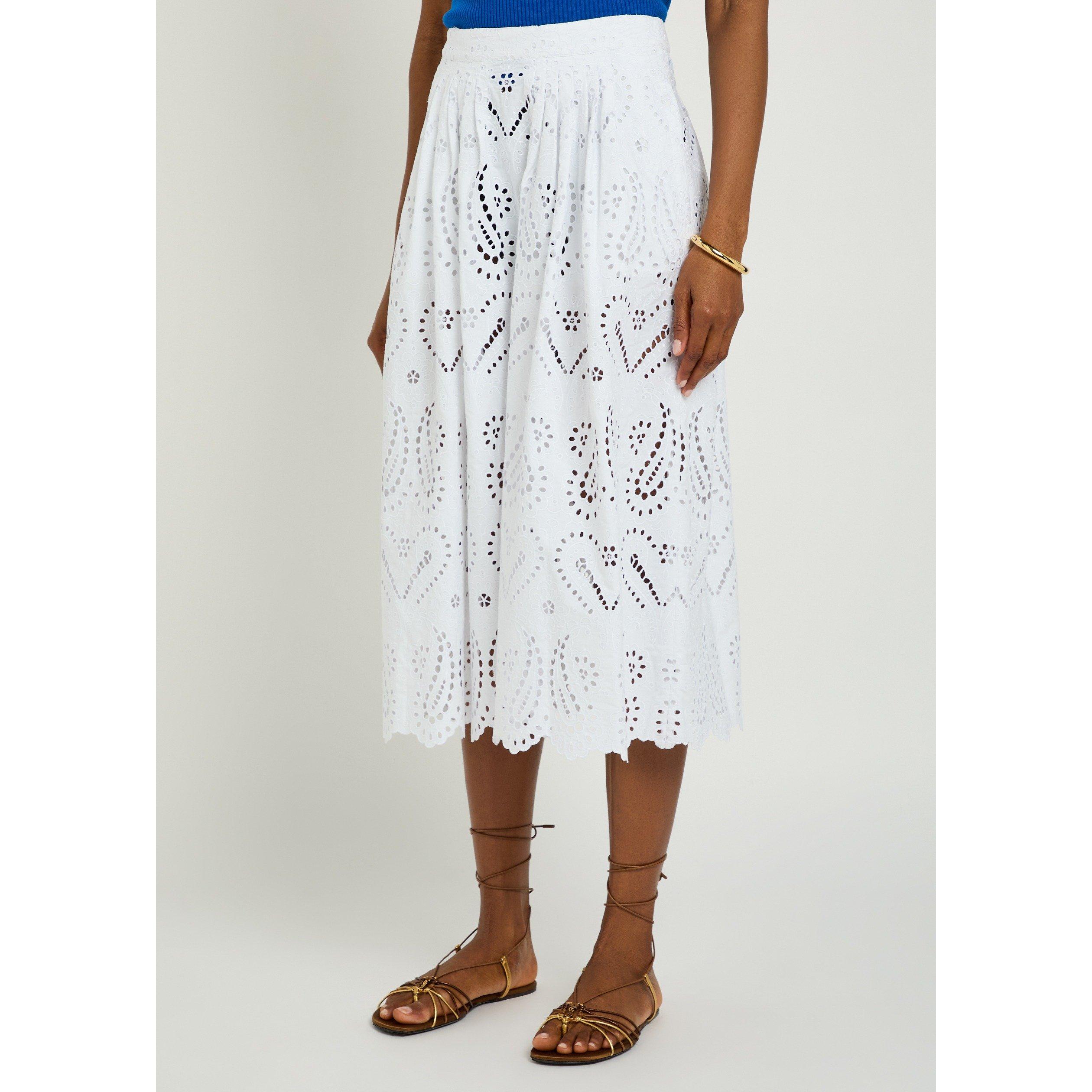 WHITE - Etro - Women's Cotton Pleated Midi Skirt - 2