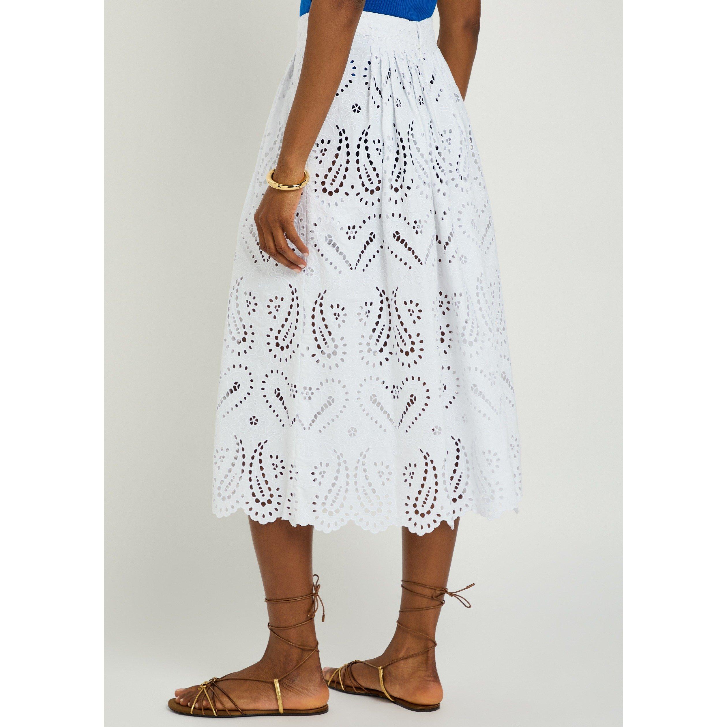 WHITE - Etro - Women's Cotton Pleated Midi Skirt - 3