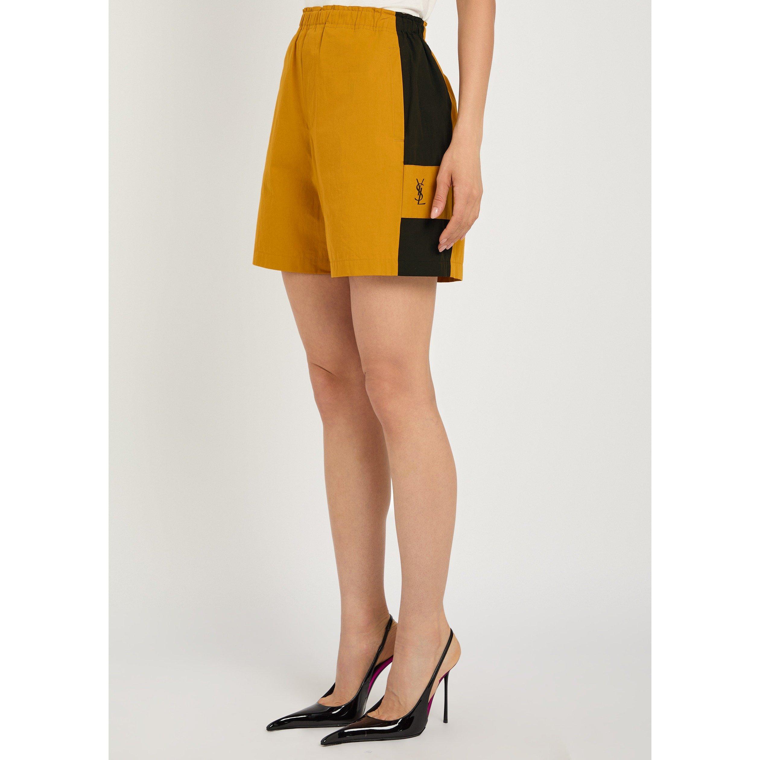 BROWN AND OTHER - Saint Laurent - Women's Bicolour Cotton Woven Shorts - 2