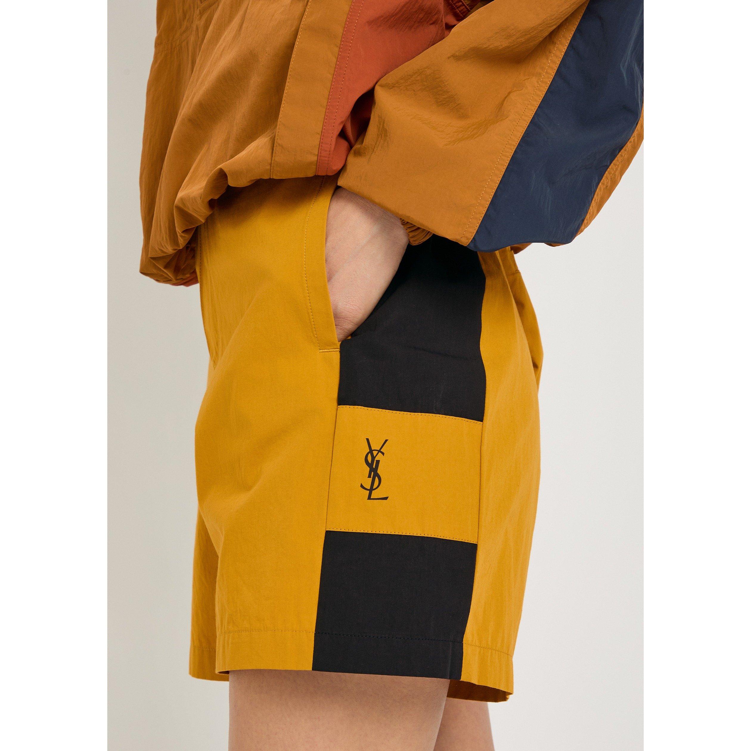 BROWN AND OTHER - Saint Laurent - Women's Bicolour Cotton Woven Shorts - 4