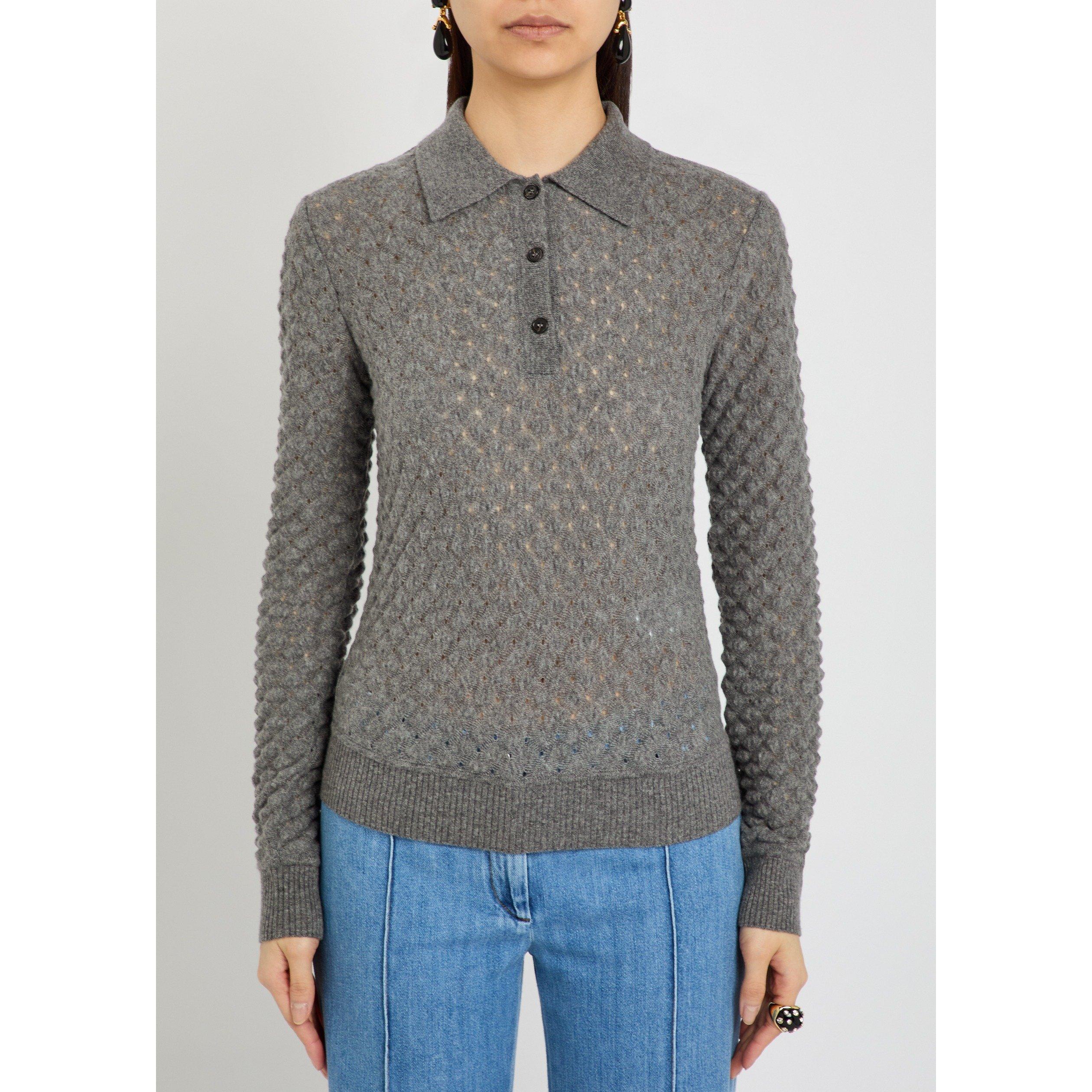 GREY - Missoni - Women's Cashmere Slim-Fit Long-Sleeve Polo Shirt - 2