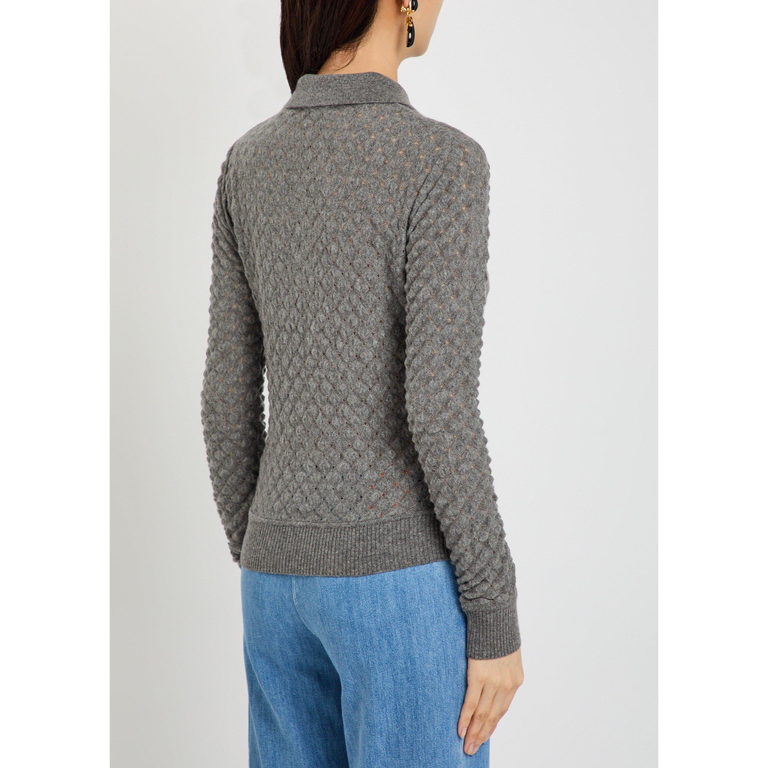 GREY - Missoni - Women's Cashmere Slim-Fit Long-Sleeve Polo Shirt - 3
