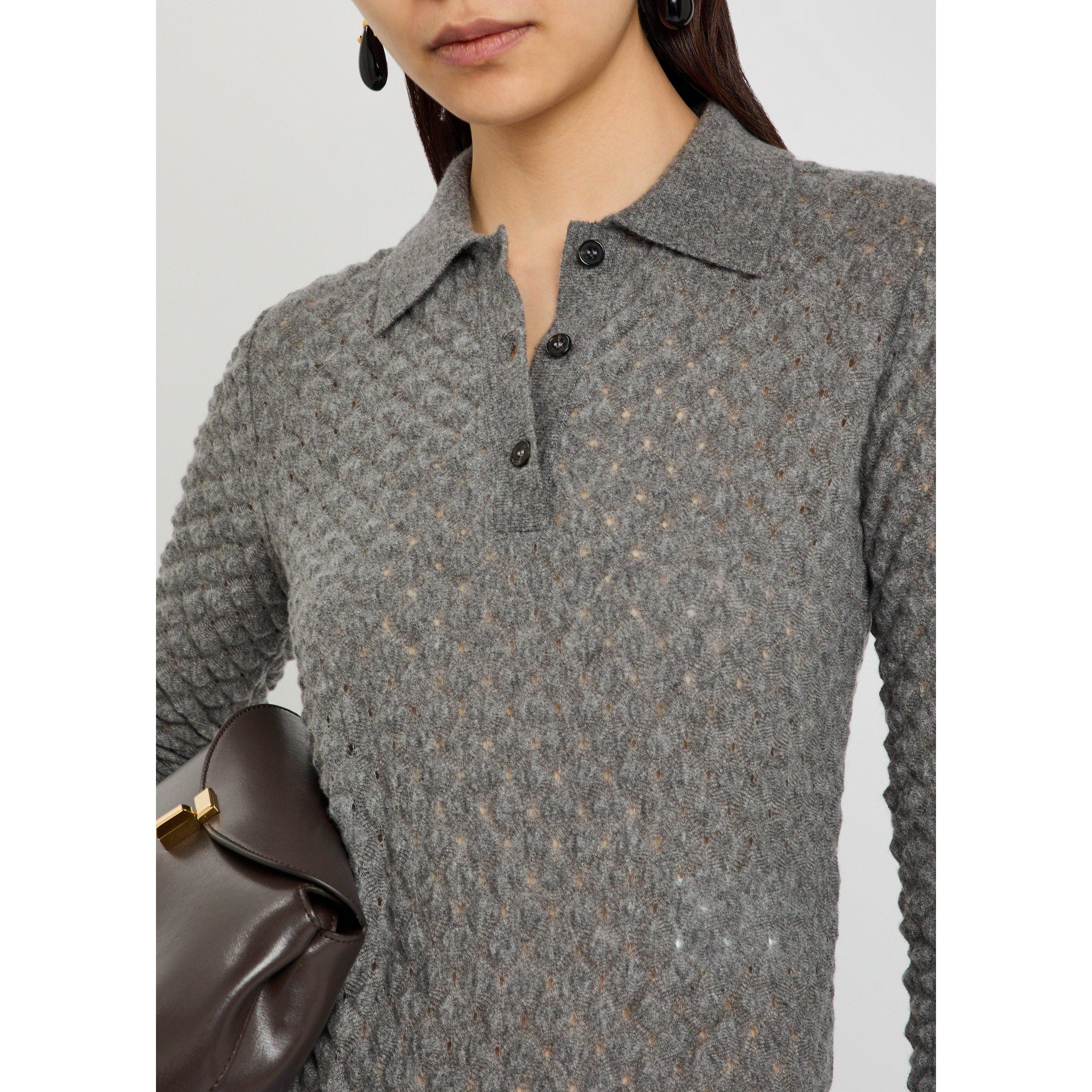 GREY - Missoni - Women's Cashmere Slim-Fit Long-Sleeve Polo Shirt - 4