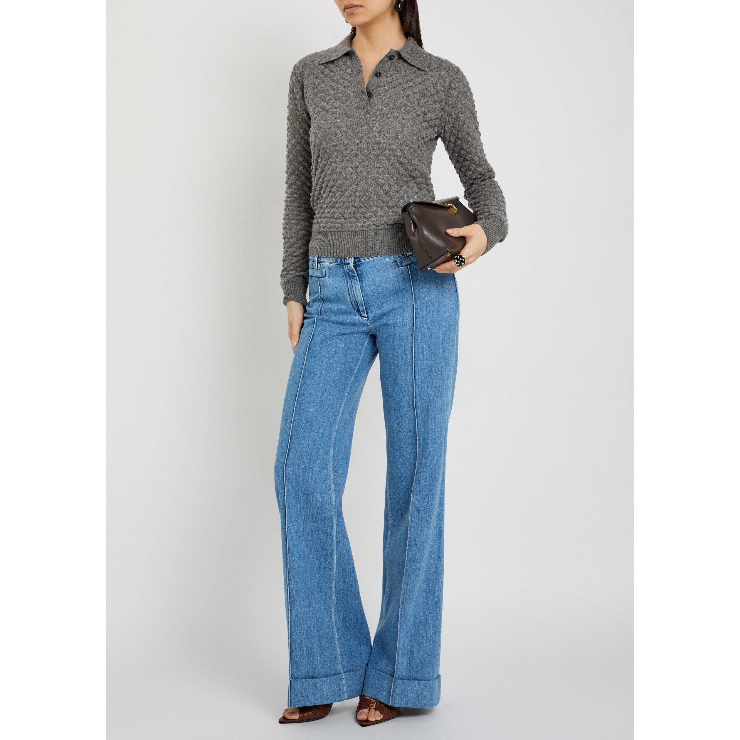 GREY - Missoni - Women's Cashmere Slim-Fit Long-Sleeve Polo Shirt - 5
