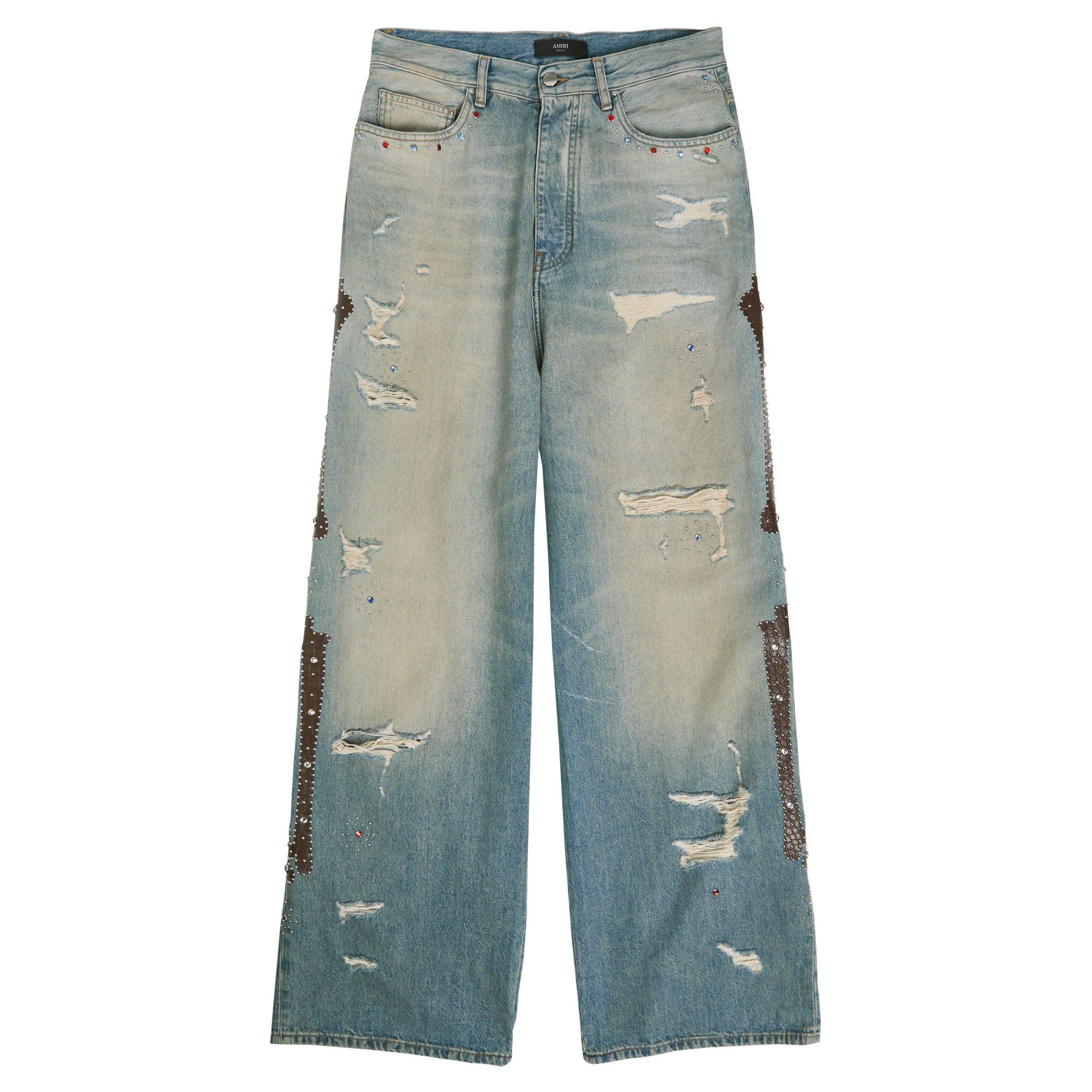 BLUE - Amiri - AMIRI STUDDED BAGGY DENIM - 1