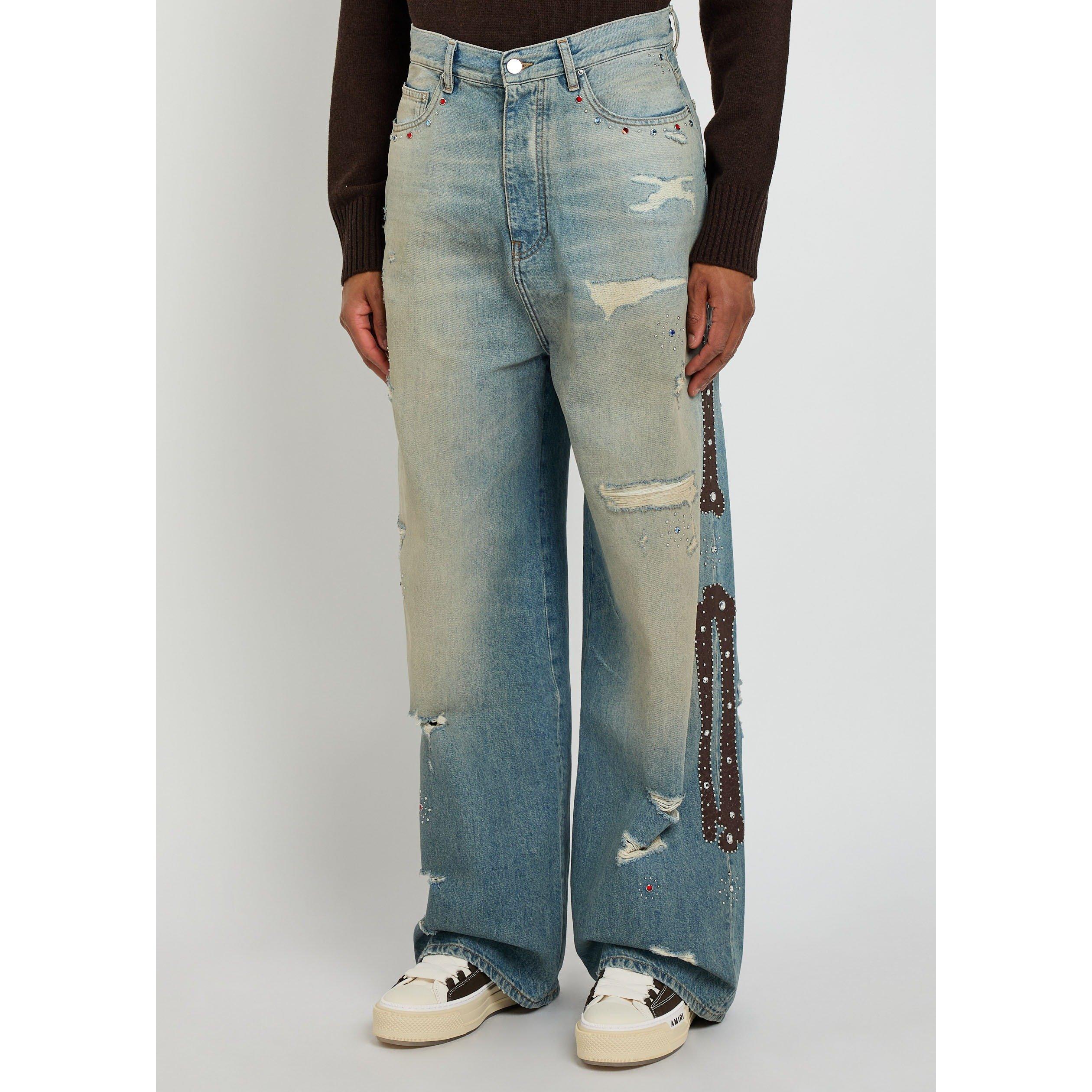 BLUE - Amiri - AMIRI STUDDED BAGGY DENIM - 2