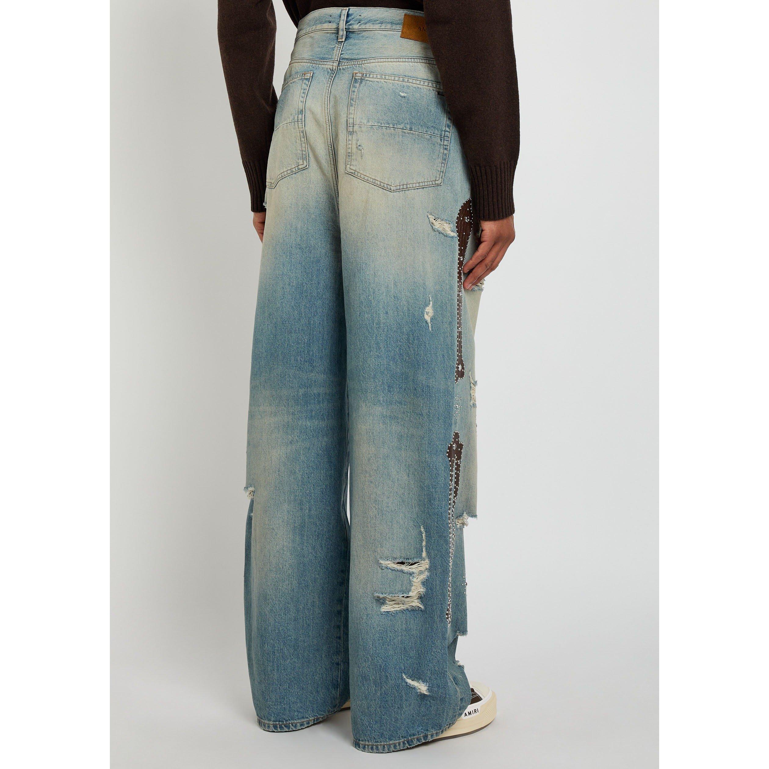BLUE - Amiri - AMIRI STUDDED BAGGY DENIM - 3