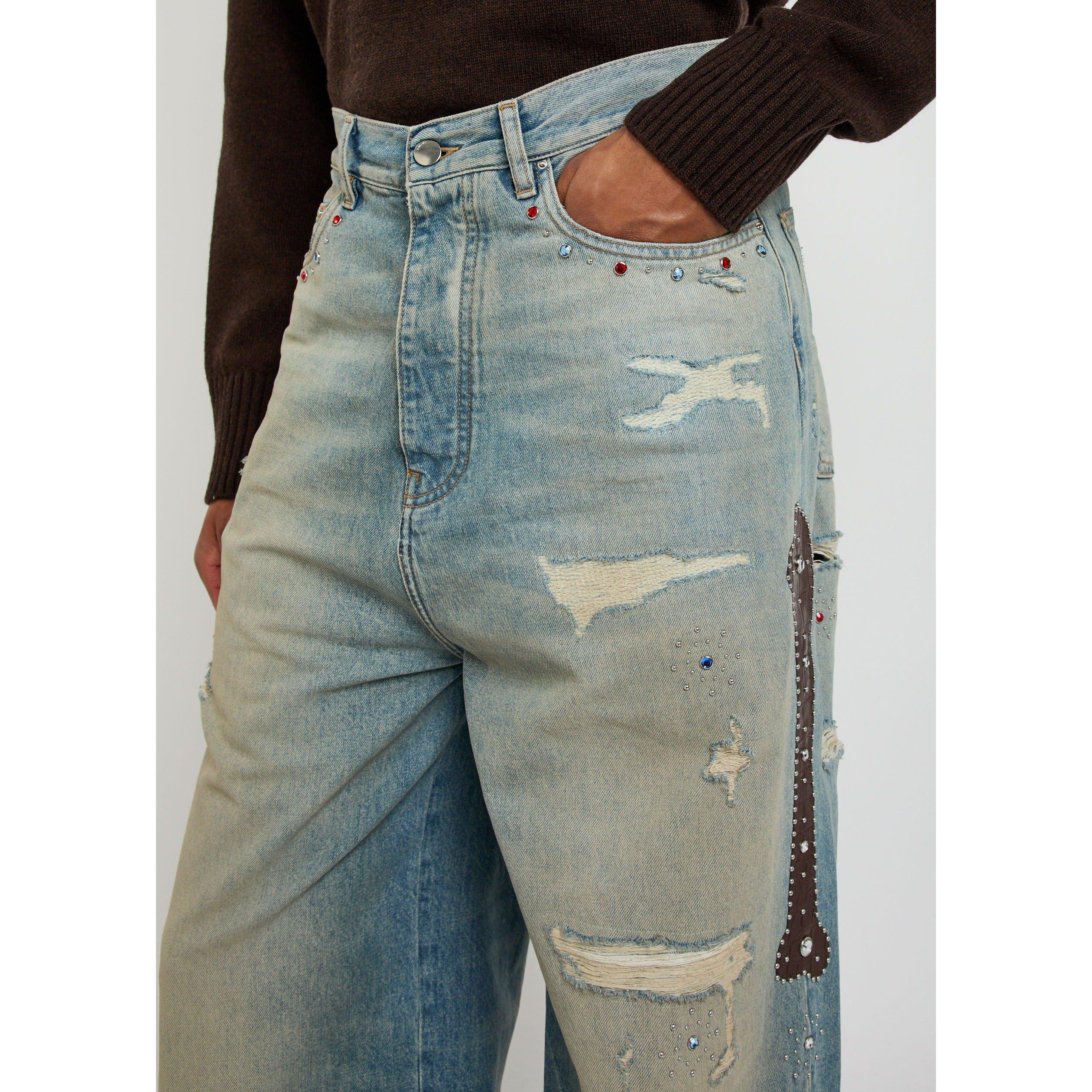 BLUE - Amiri - AMIRI STUDDED BAGGY DENIM - 4