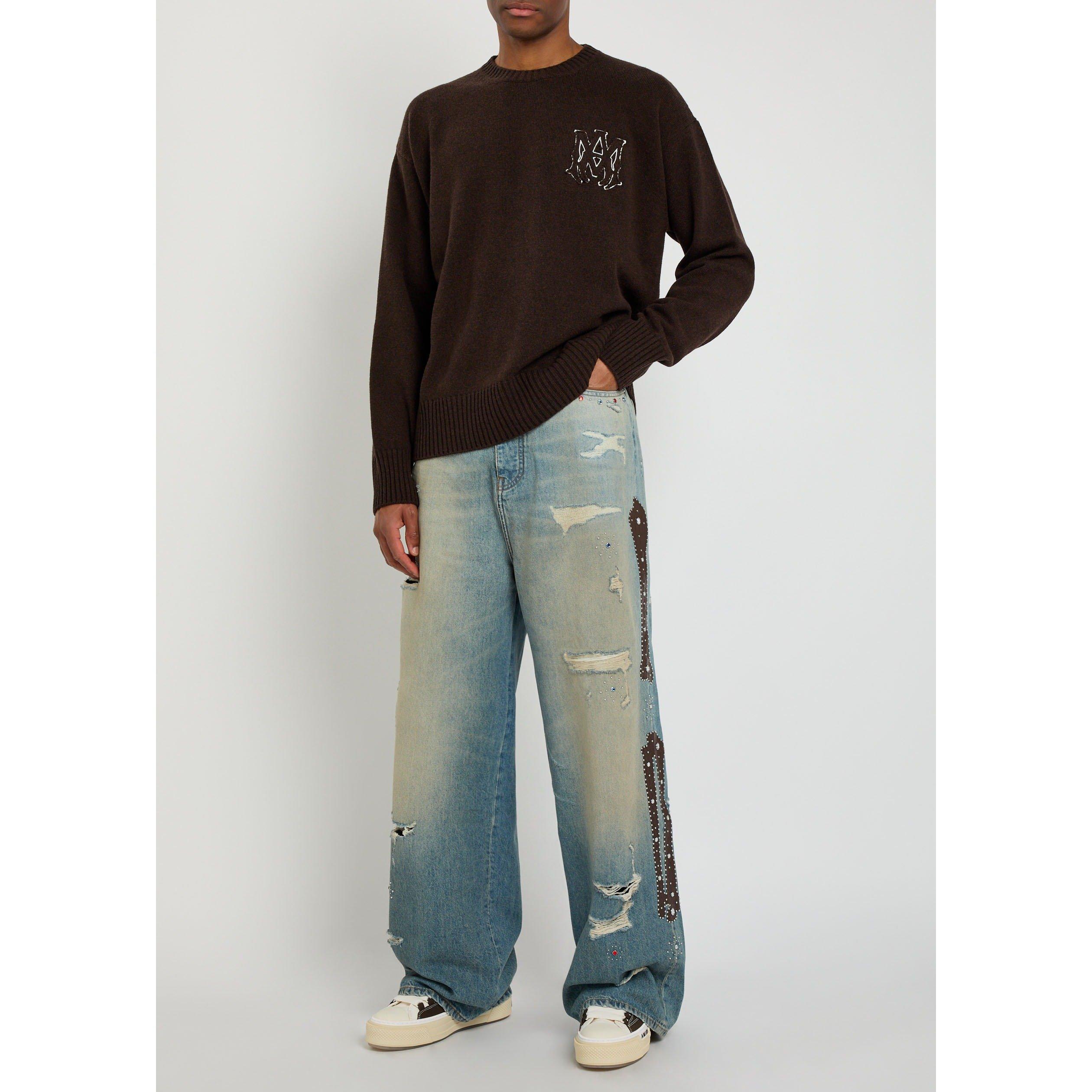 BLUE - Amiri - AMIRI STUDDED BAGGY DENIM - 5