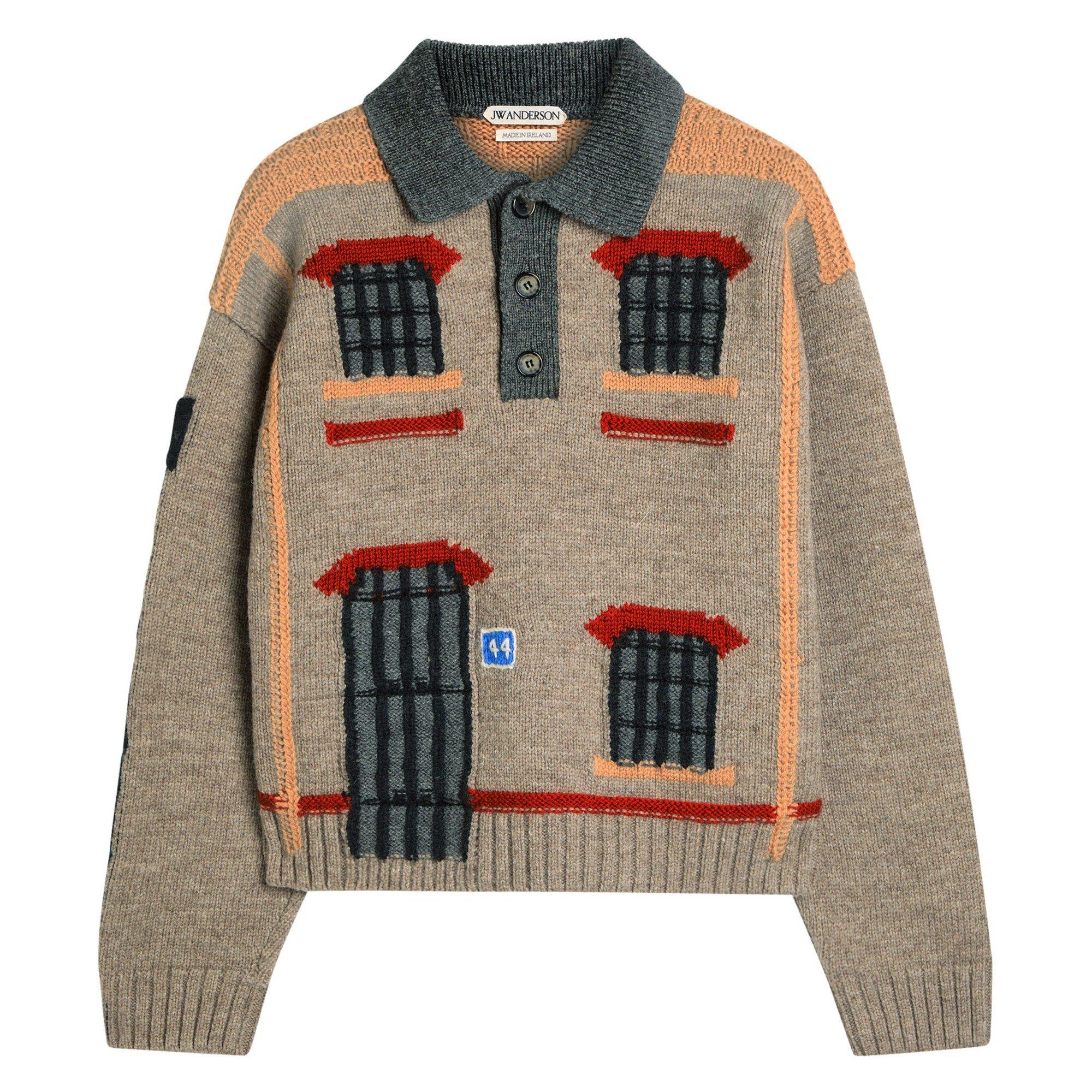 BEIGE - JW Anderson - Men's House Wool Polo Jumper - 1