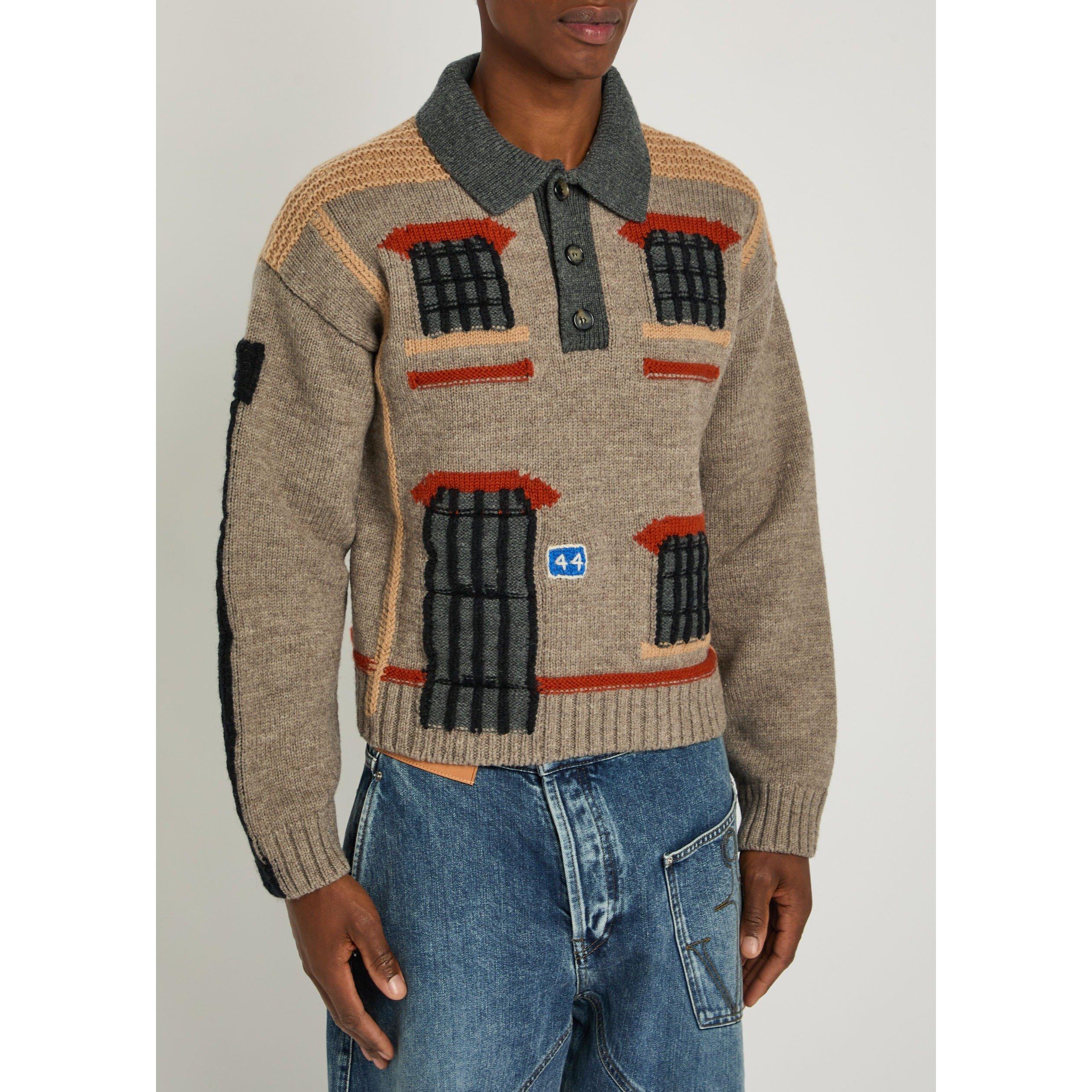 BEIGE - JW Anderson - Men's House Wool Polo Jumper - 2