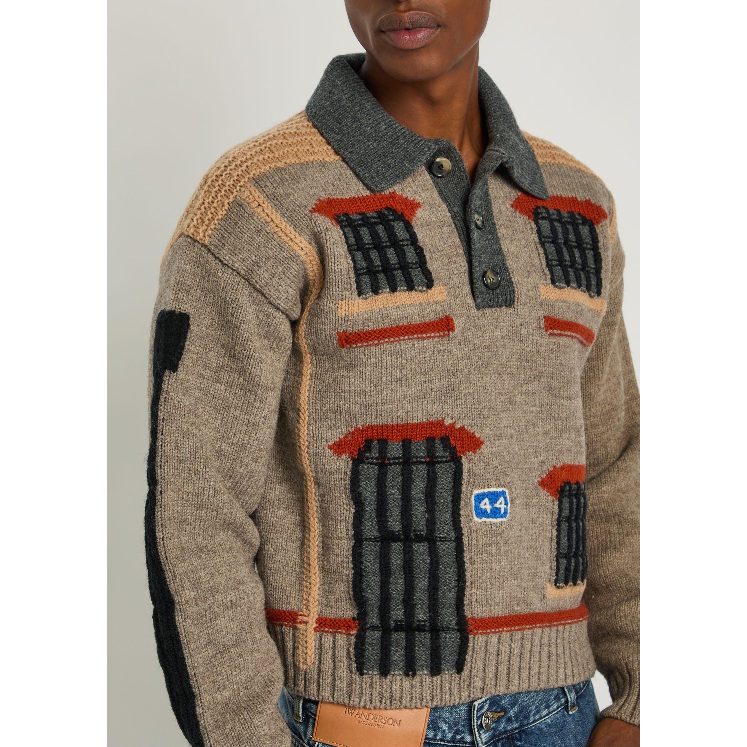 BEIGE - JW Anderson - Men's House Wool Polo Jumper - 4