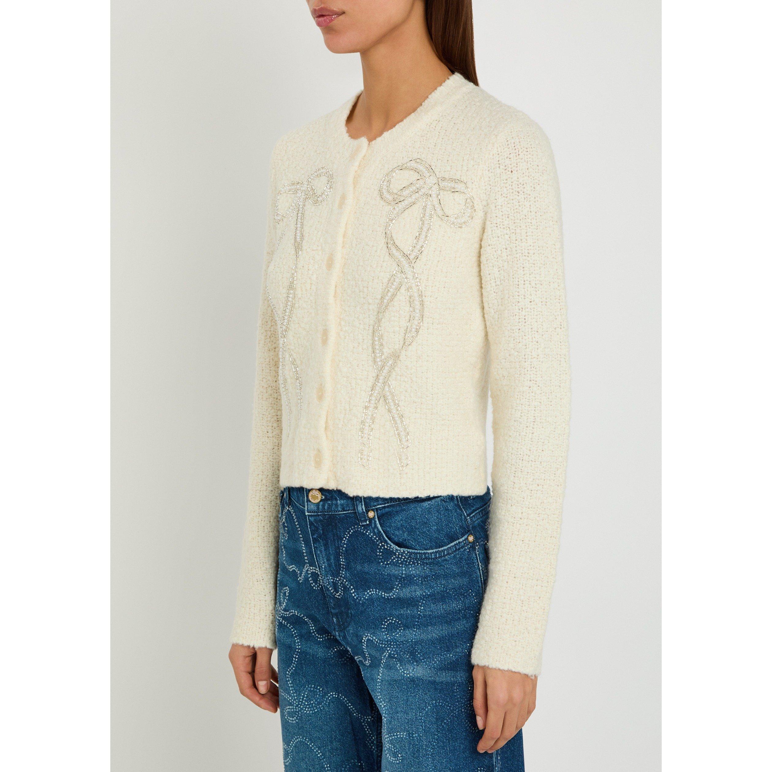 IVORY - LoveshackFancy - Women's Leocadia Wool Relaxed-Fit Cardigan - 2