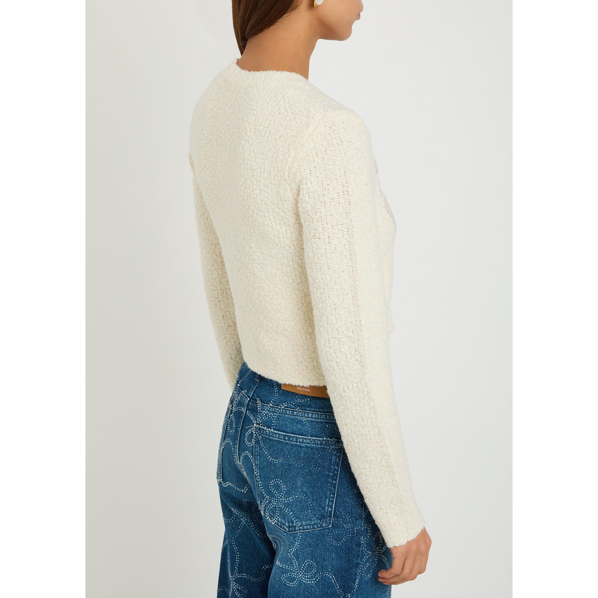 IVORY - LoveshackFancy - Women's Leocadia Wool Relaxed-Fit Cardigan - 3