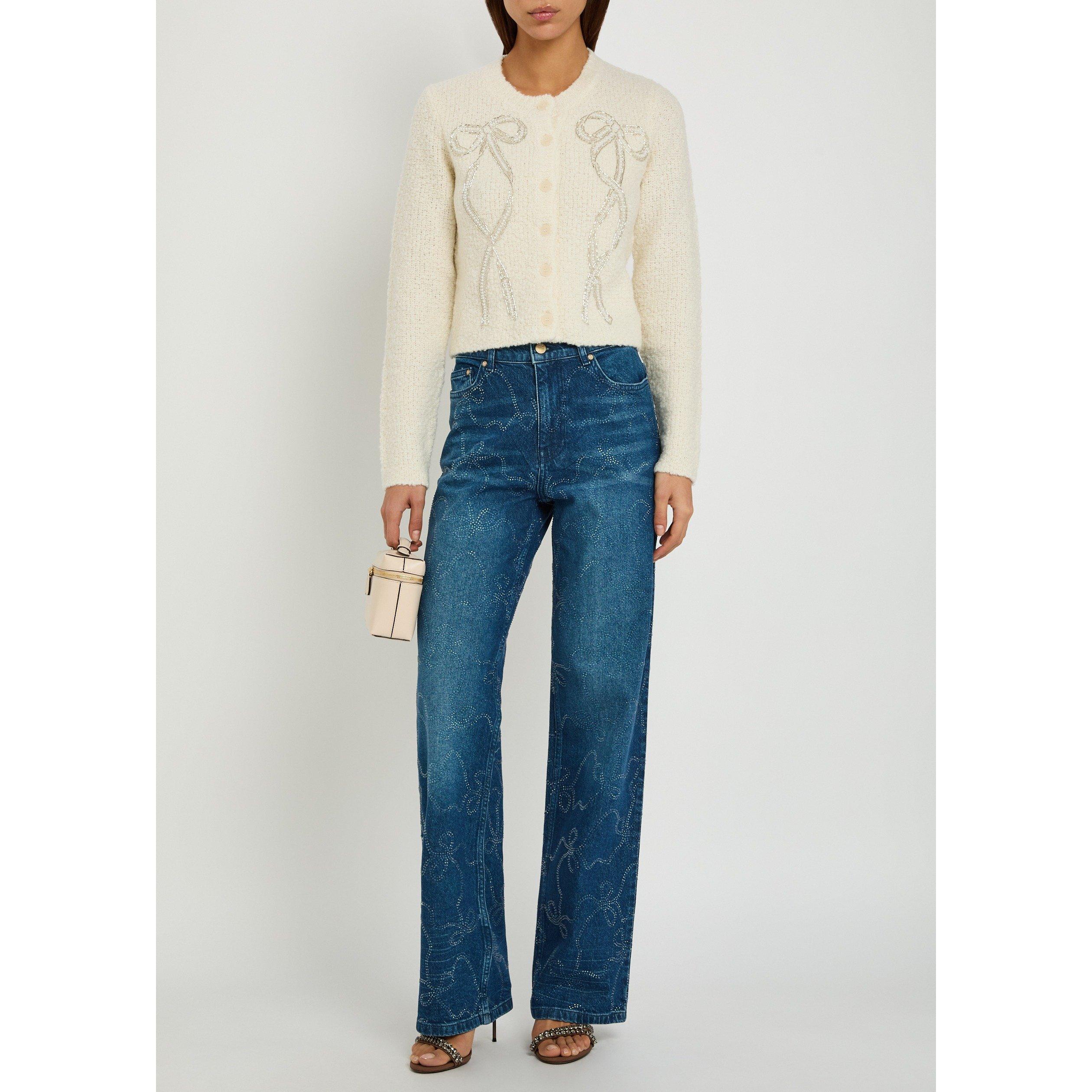 IVORY - LoveshackFancy - Women's Leocadia Wool Relaxed-Fit Cardigan - 5