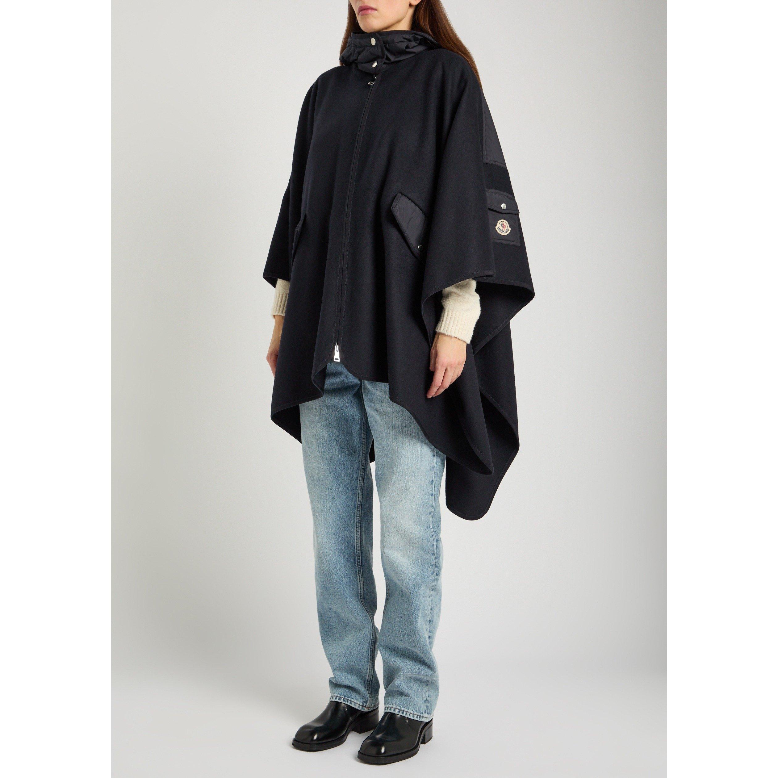BLACK - Moncler - Women's Wool Loose-Fit Cape - 2