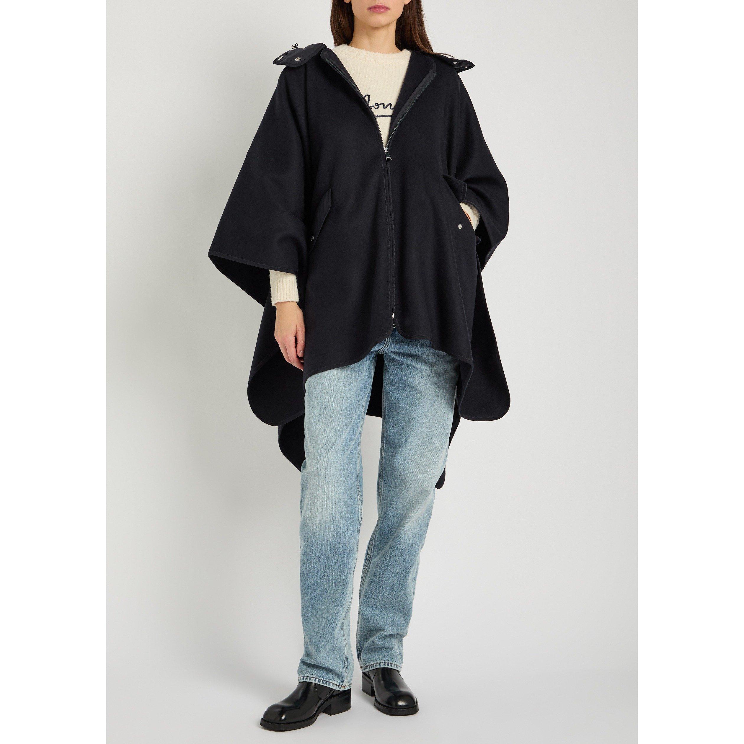 BLACK - Moncler - Women's Wool Loose-Fit Cape - 5