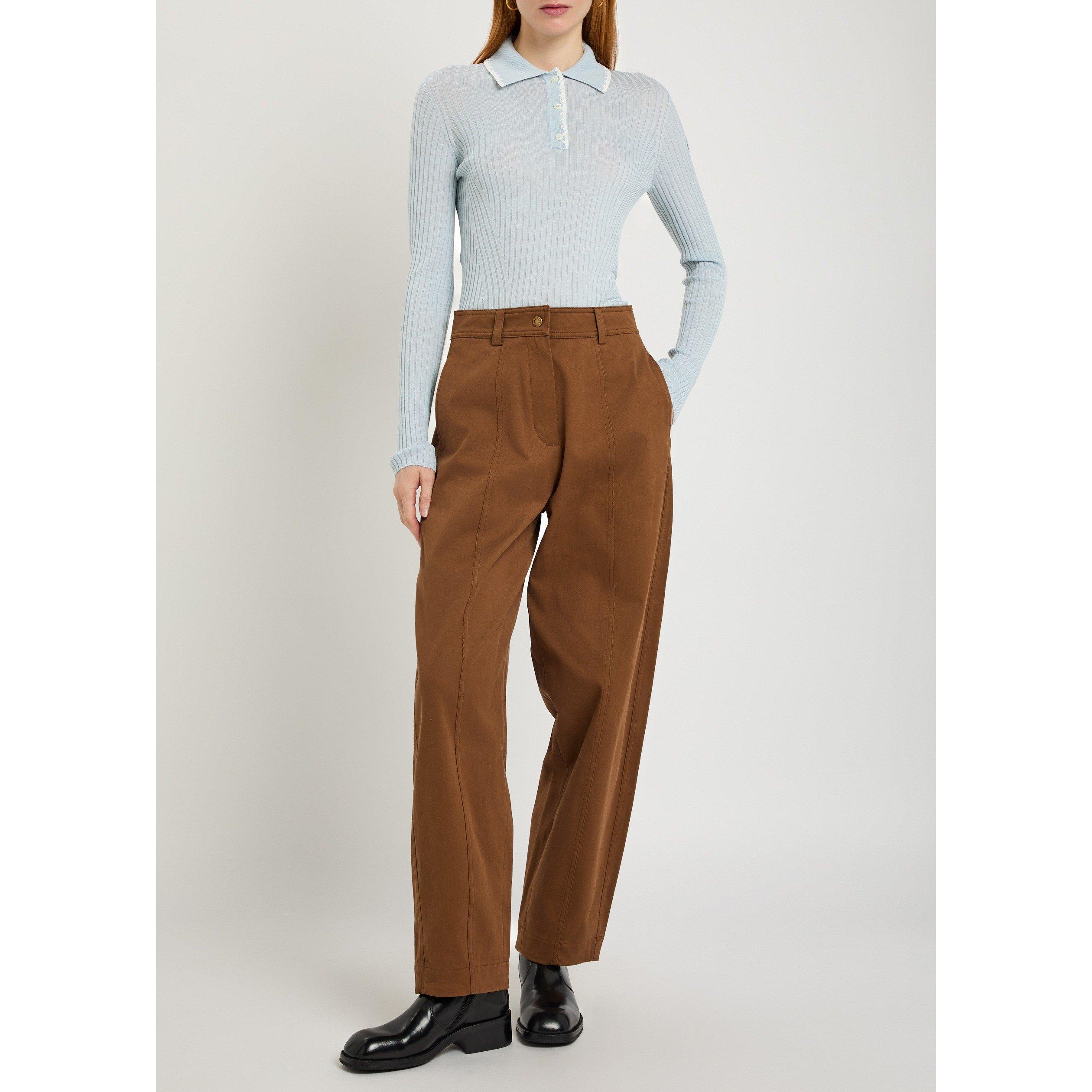 LIGHT BLUE - Moncler - Women's Wool Long-Sleeve Slim-Fit Polo - 5