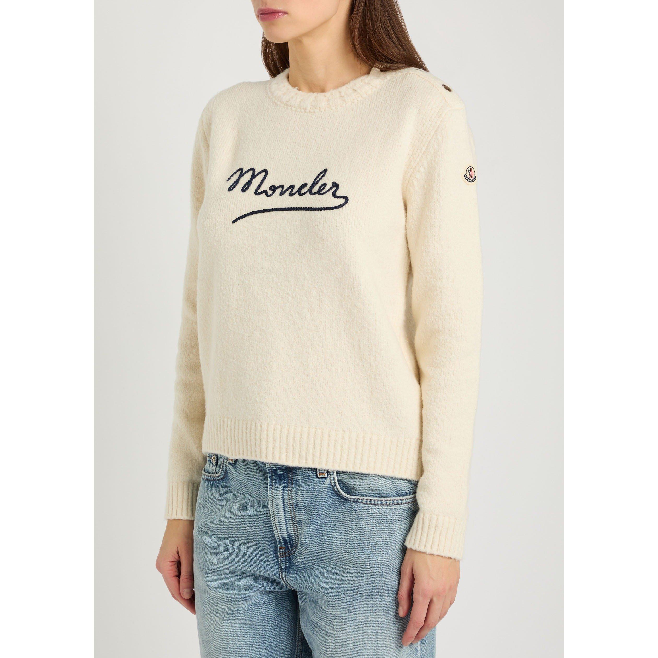 CREAM - Moncler - Women's Cotton Crew-Neck Jumper - 2