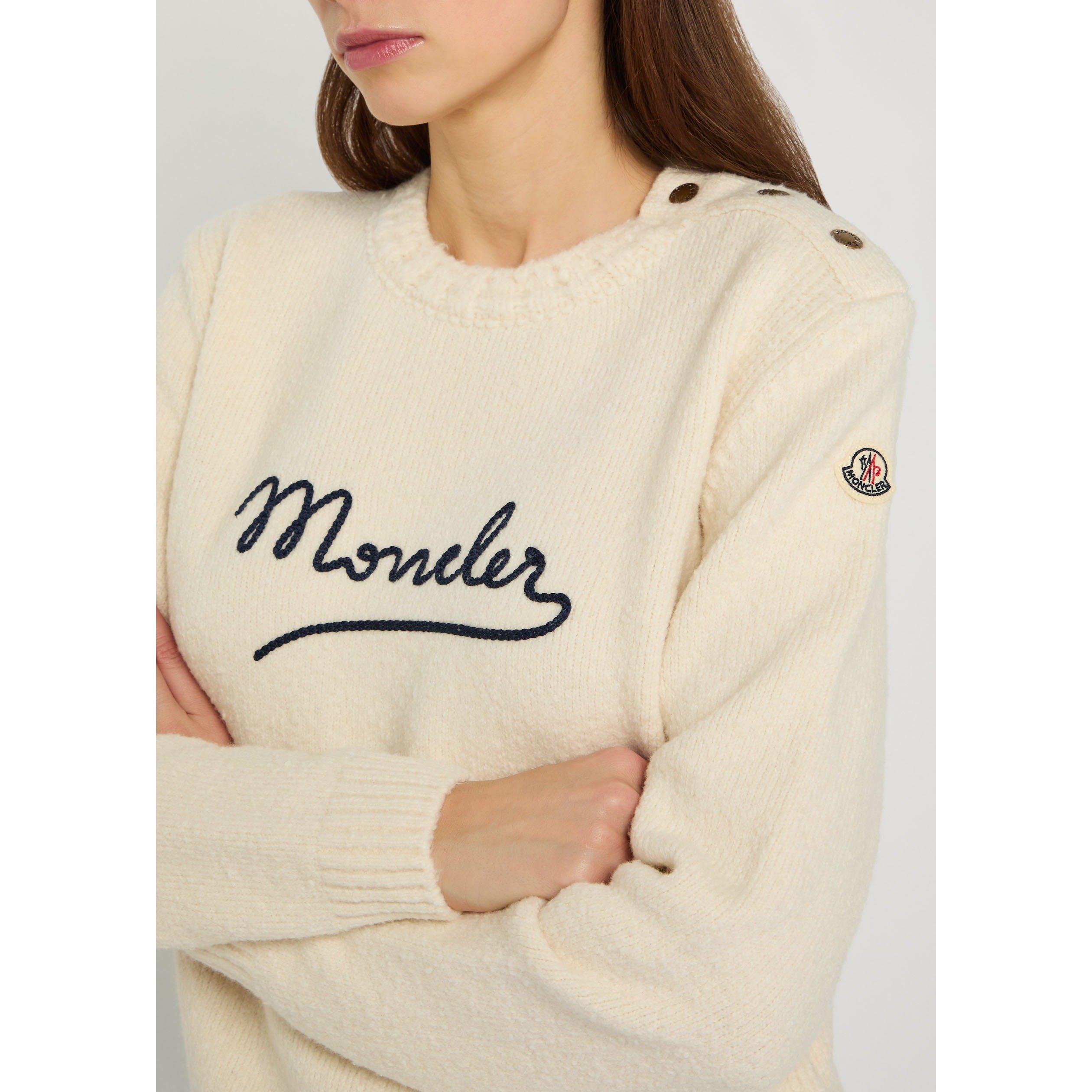 CREAM - Moncler - Women's Cotton Crew-Neck Jumper - 4