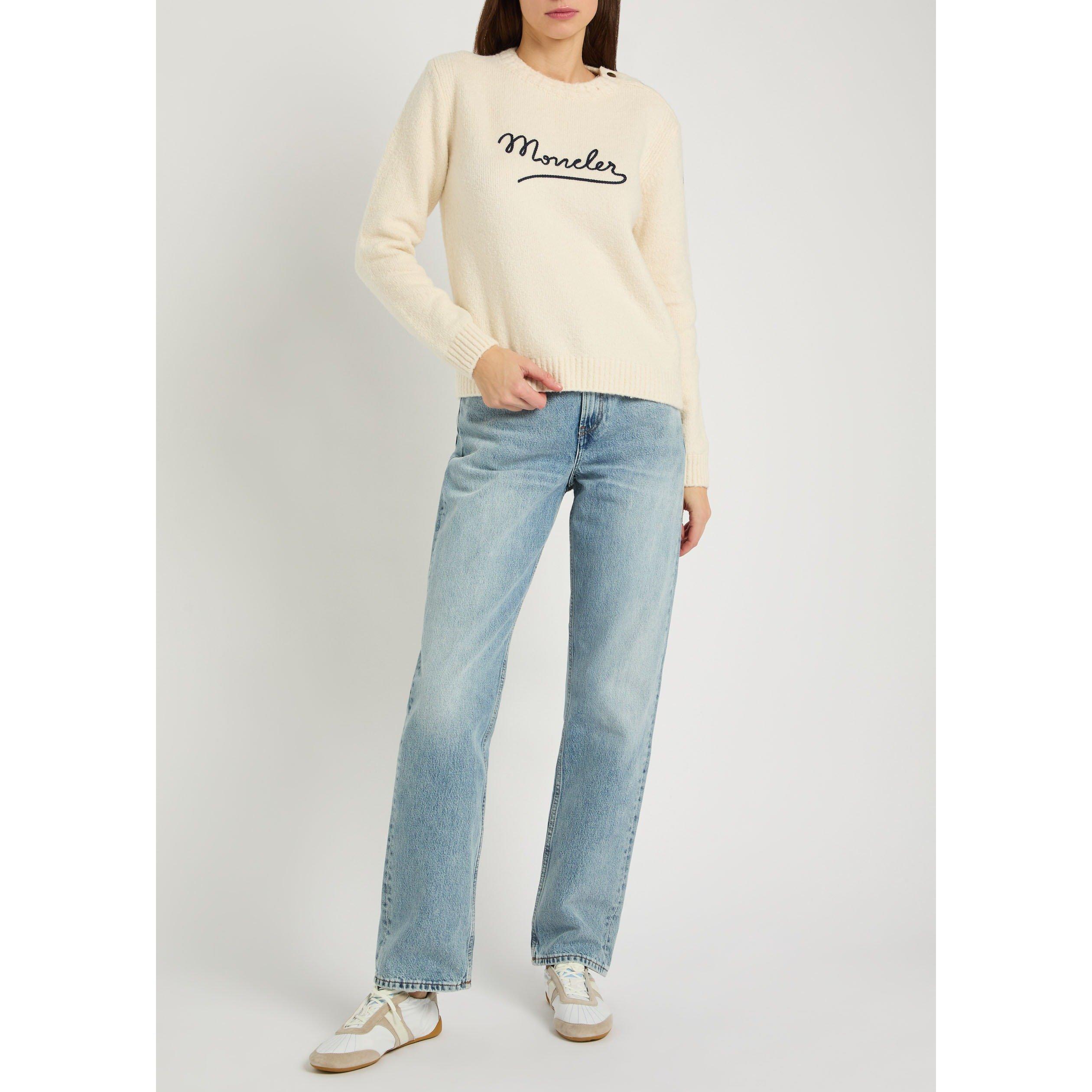 CREAM - Moncler - Women's Cotton Crew-Neck Jumper - 5