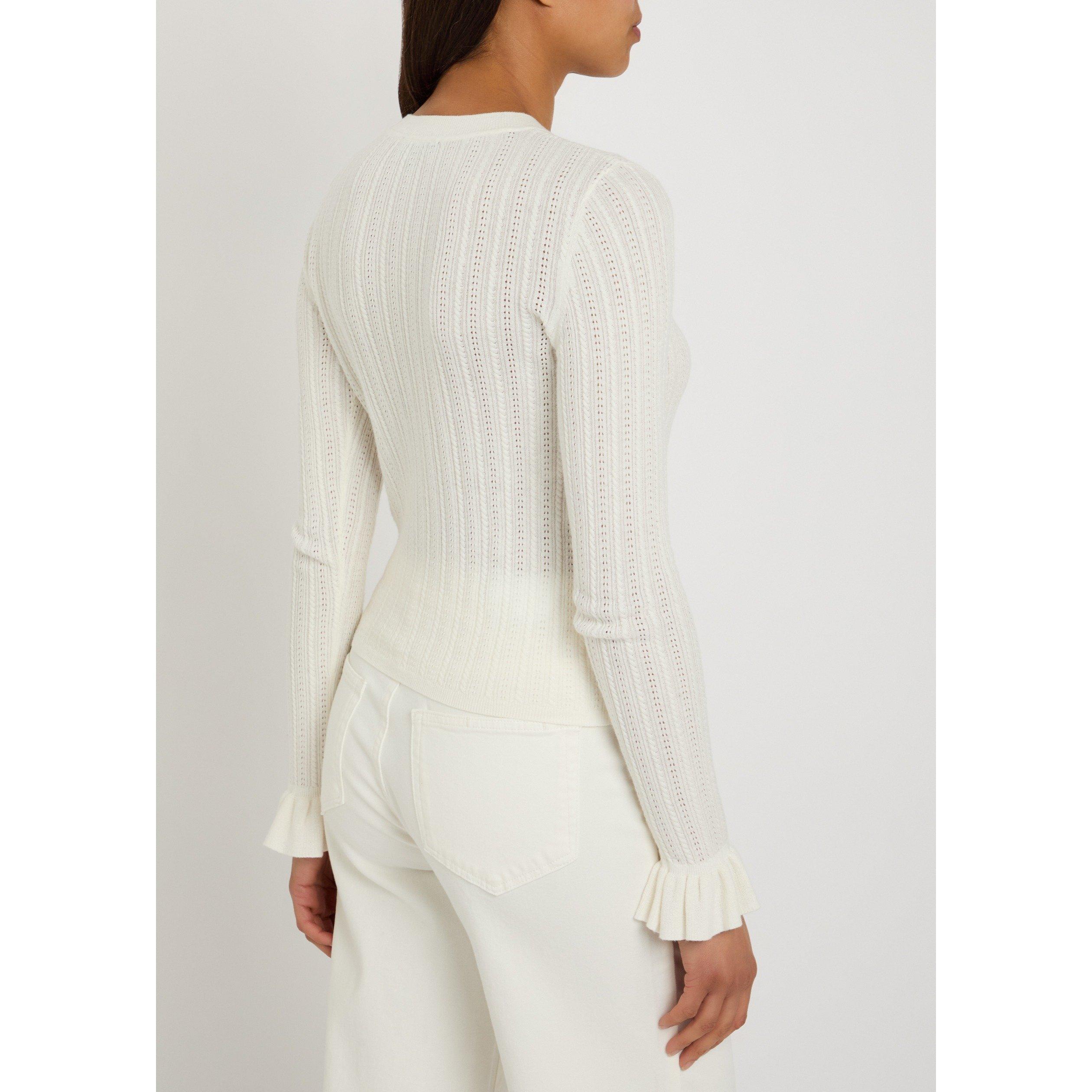 WHITE - Paige - Women's Ophelia Cotton Long-Sleeve Slim-Fit Crew-Neck Jumper - 3