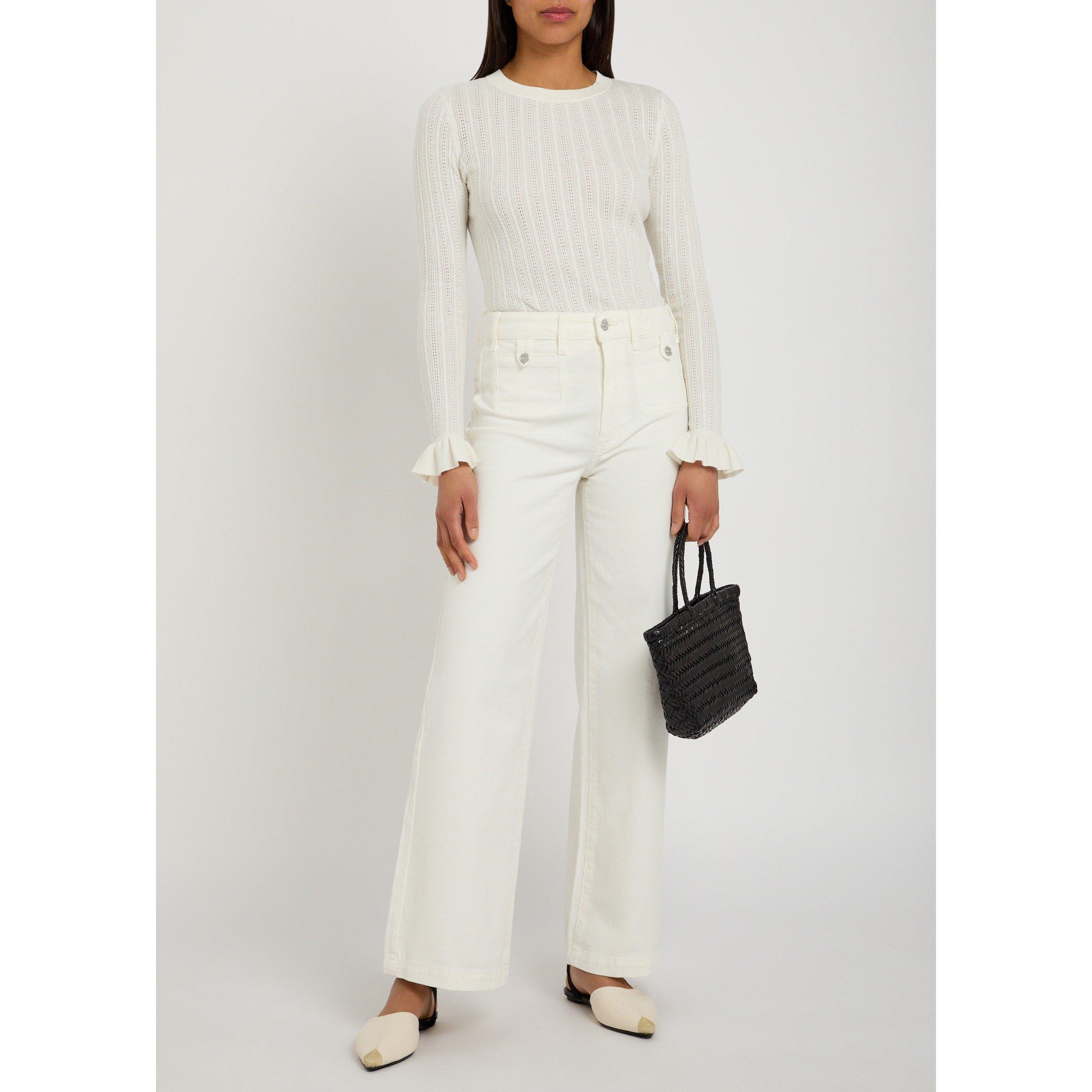 WHITE - Paige - Women's Ophelia Cotton Long-Sleeve Slim-Fit Crew-Neck Jumper - 5