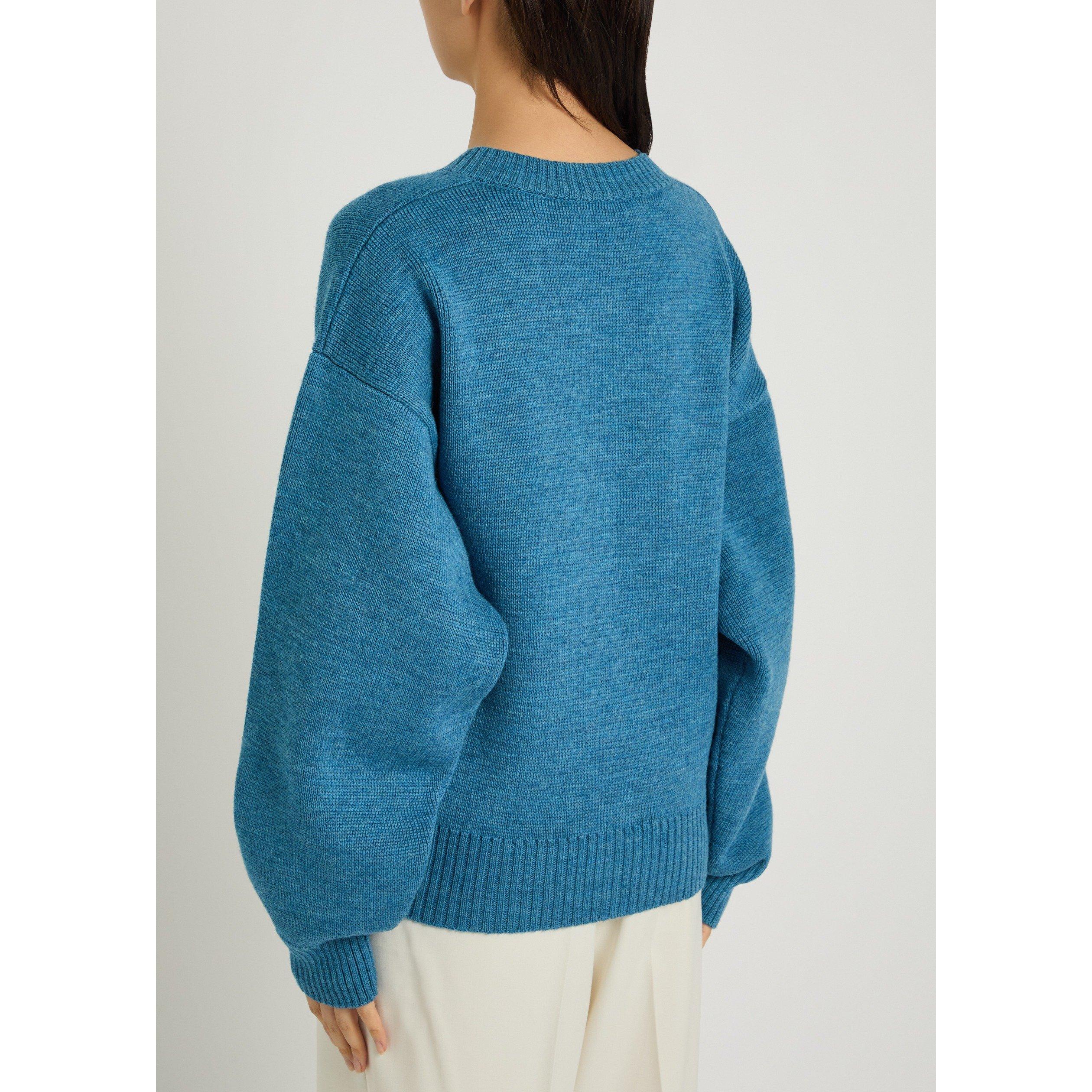 BLUE - Rohe - Women's Wool V-Neck Jumper - 3