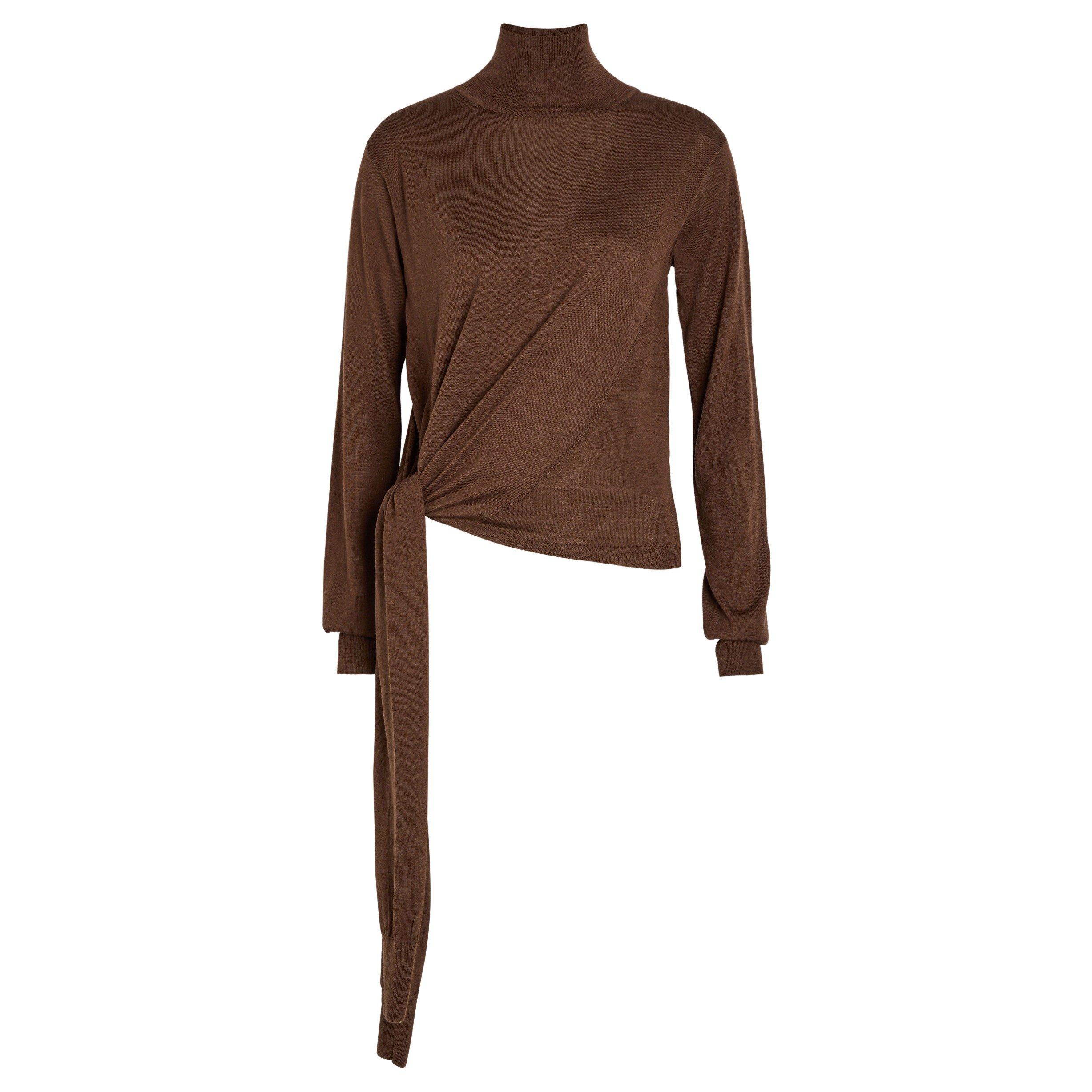 BROWN - Rohe - Women's 4-Sleeved Wool Turtle-Neck Jumper - 1