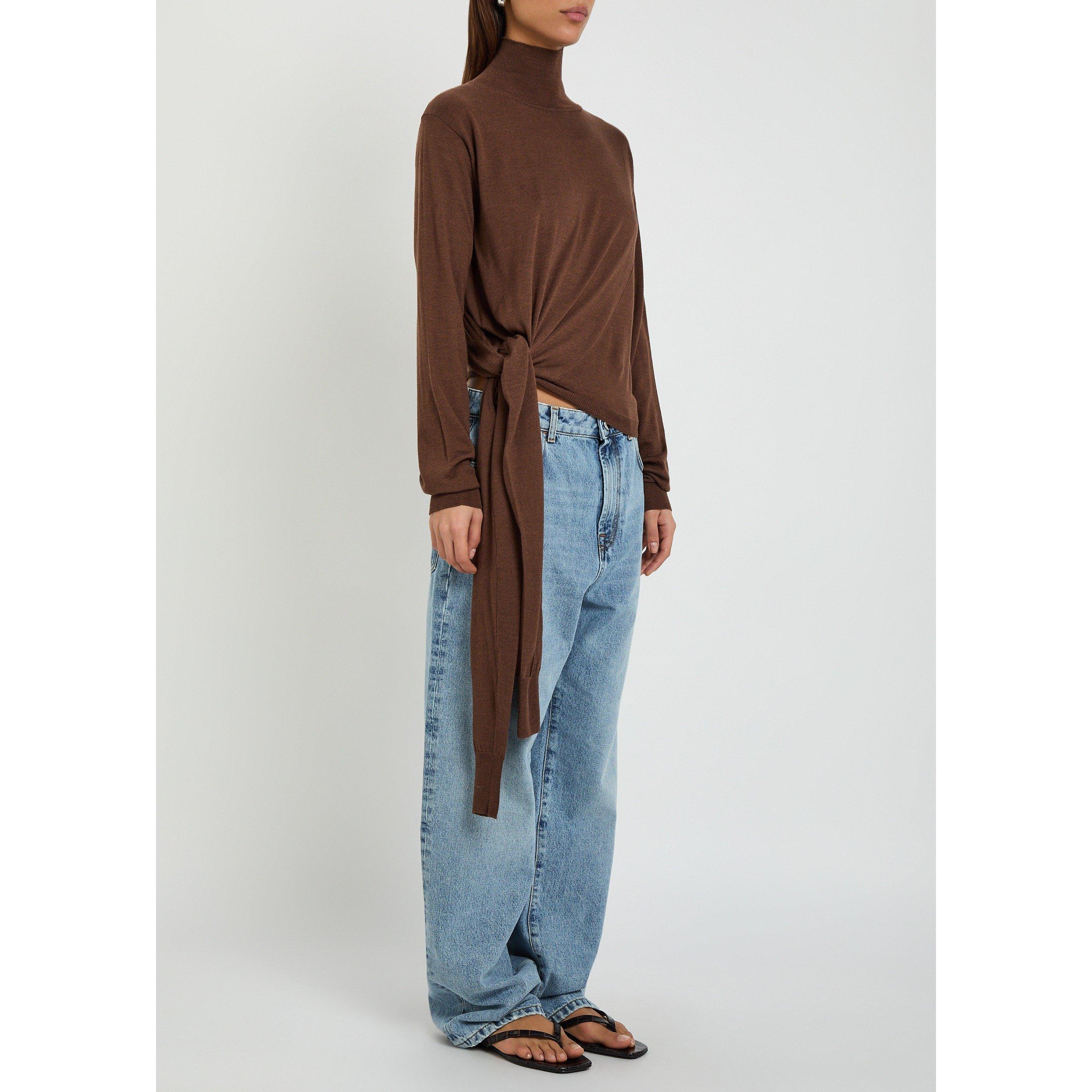 BROWN - Rohe - Women's 4-Sleeved Wool Turtle-Neck Jumper - 2