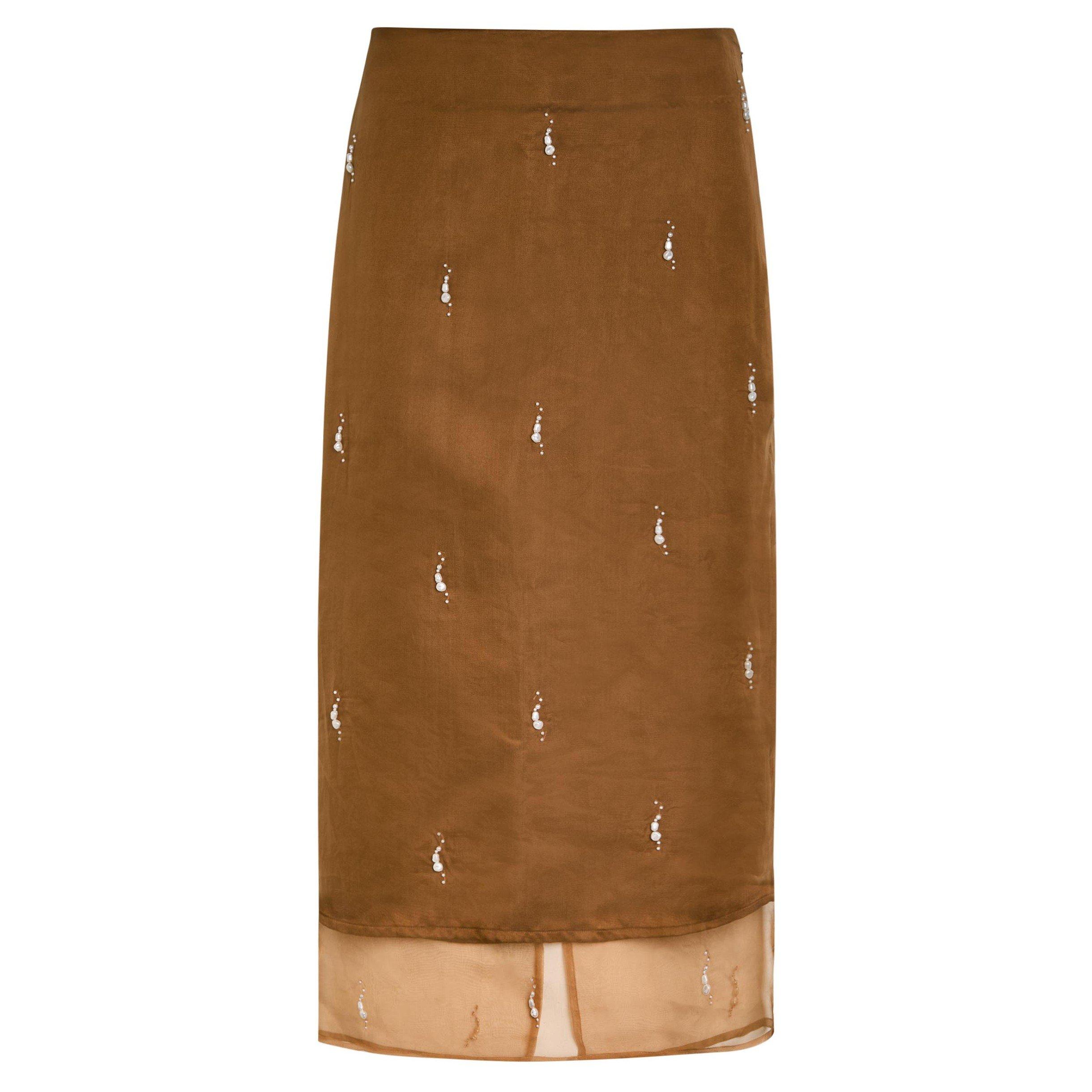 BORDEAUX - Rohe - Pearl embellished organza skir
