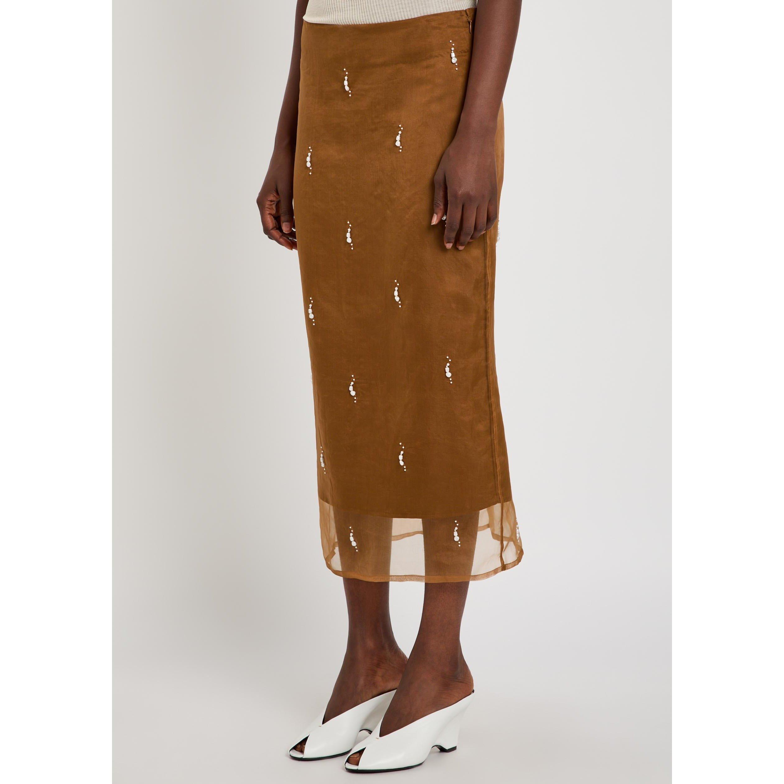BORDEAUX - Rohe - Pearl embellished organza skir - 2