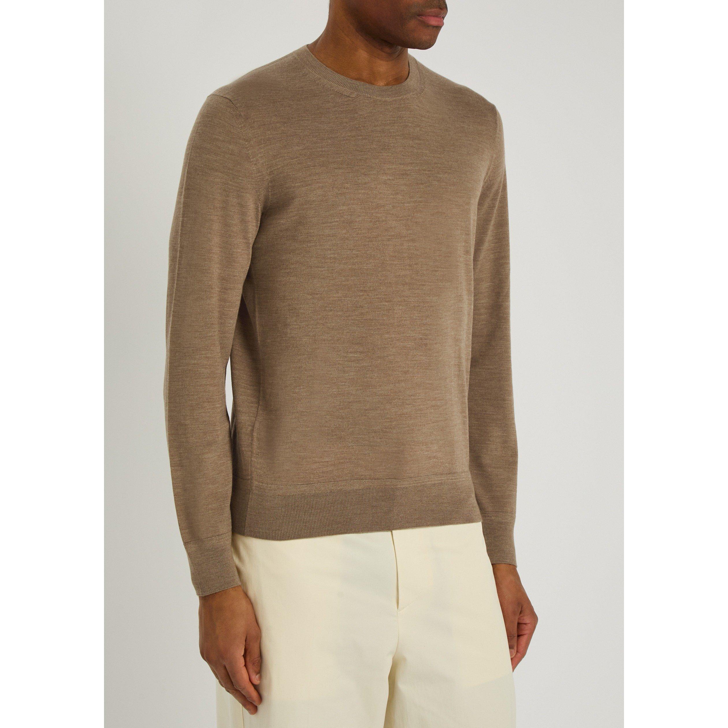 TAUPE - Tom Ford - Men's Wool Long-Sleeve Crew-Neck Jumper - 2